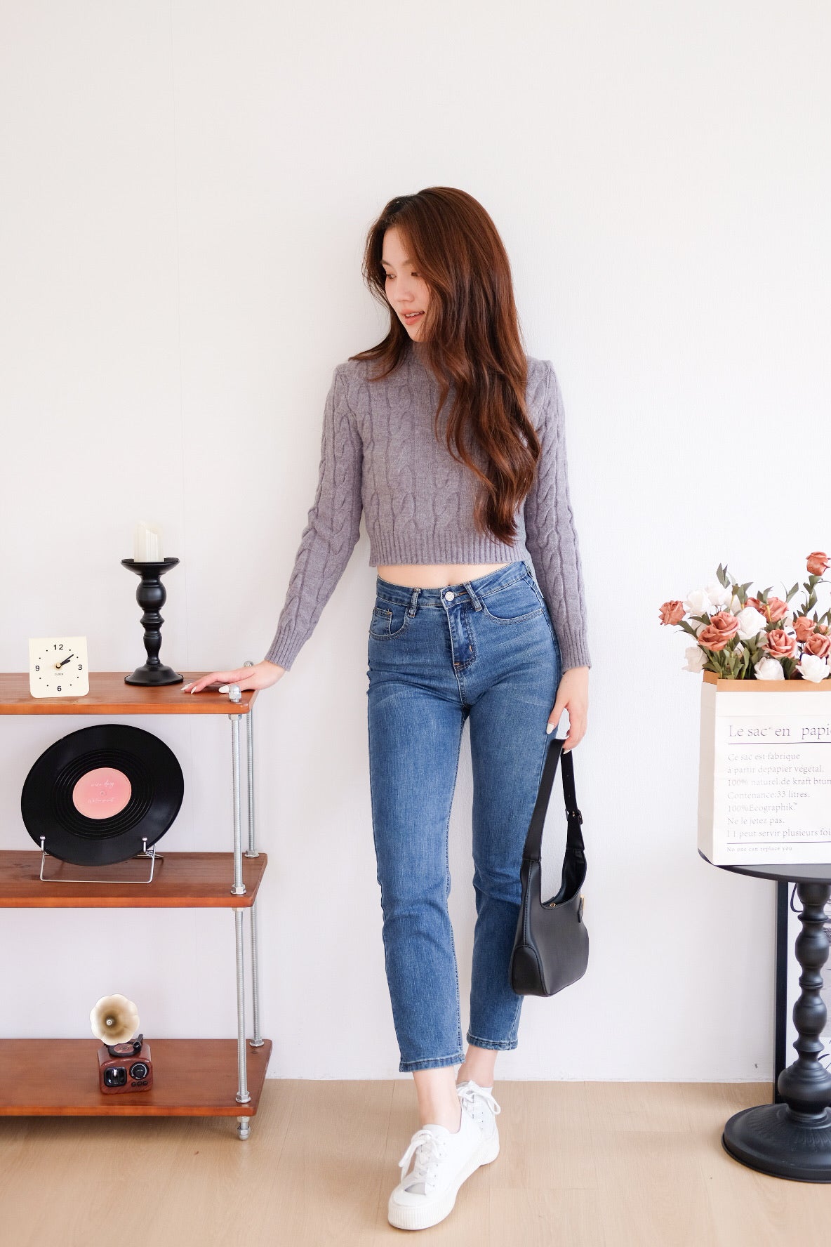 Jeanie Cable Knit Sweater (Grey)