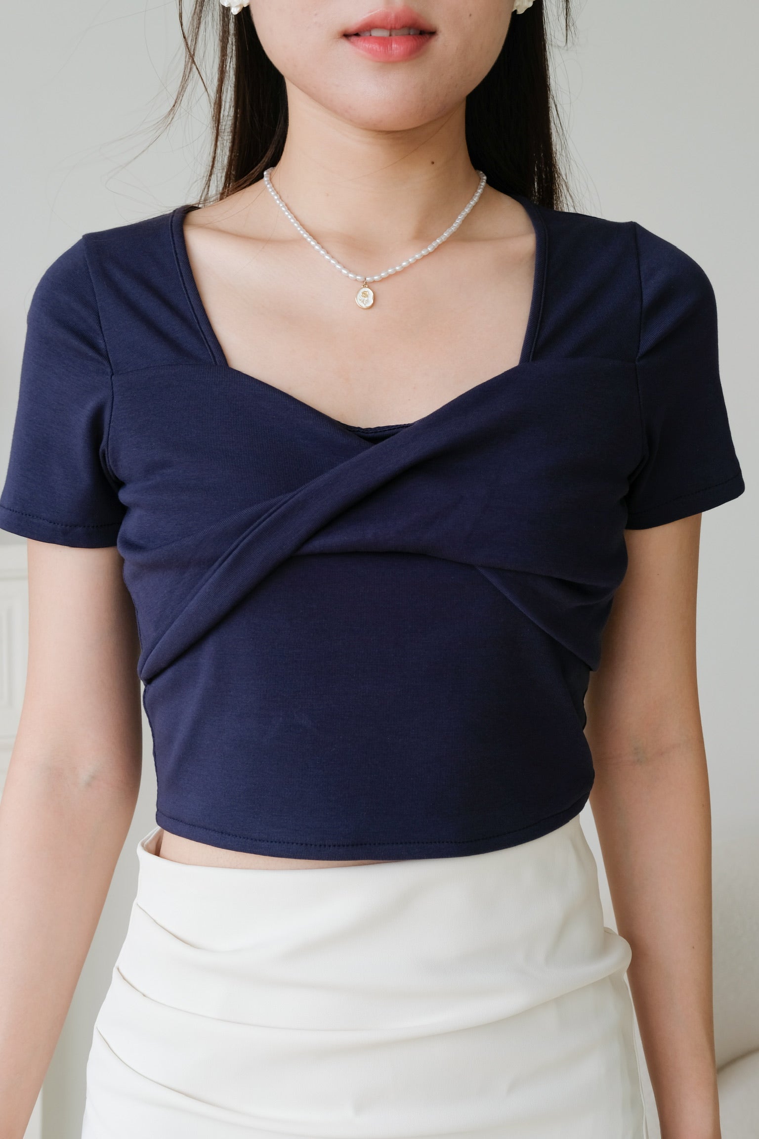 Heda Twist Cotton Tee (Navy Blue)