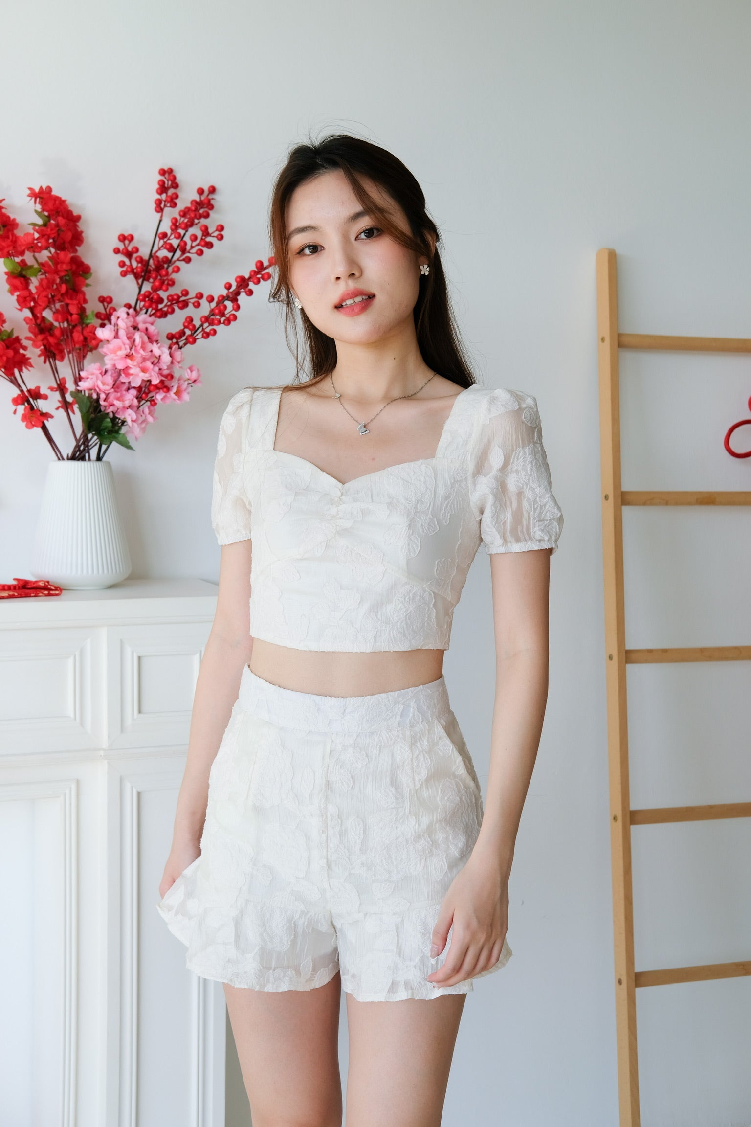 Lyra Floral Mesh Set (Cream)