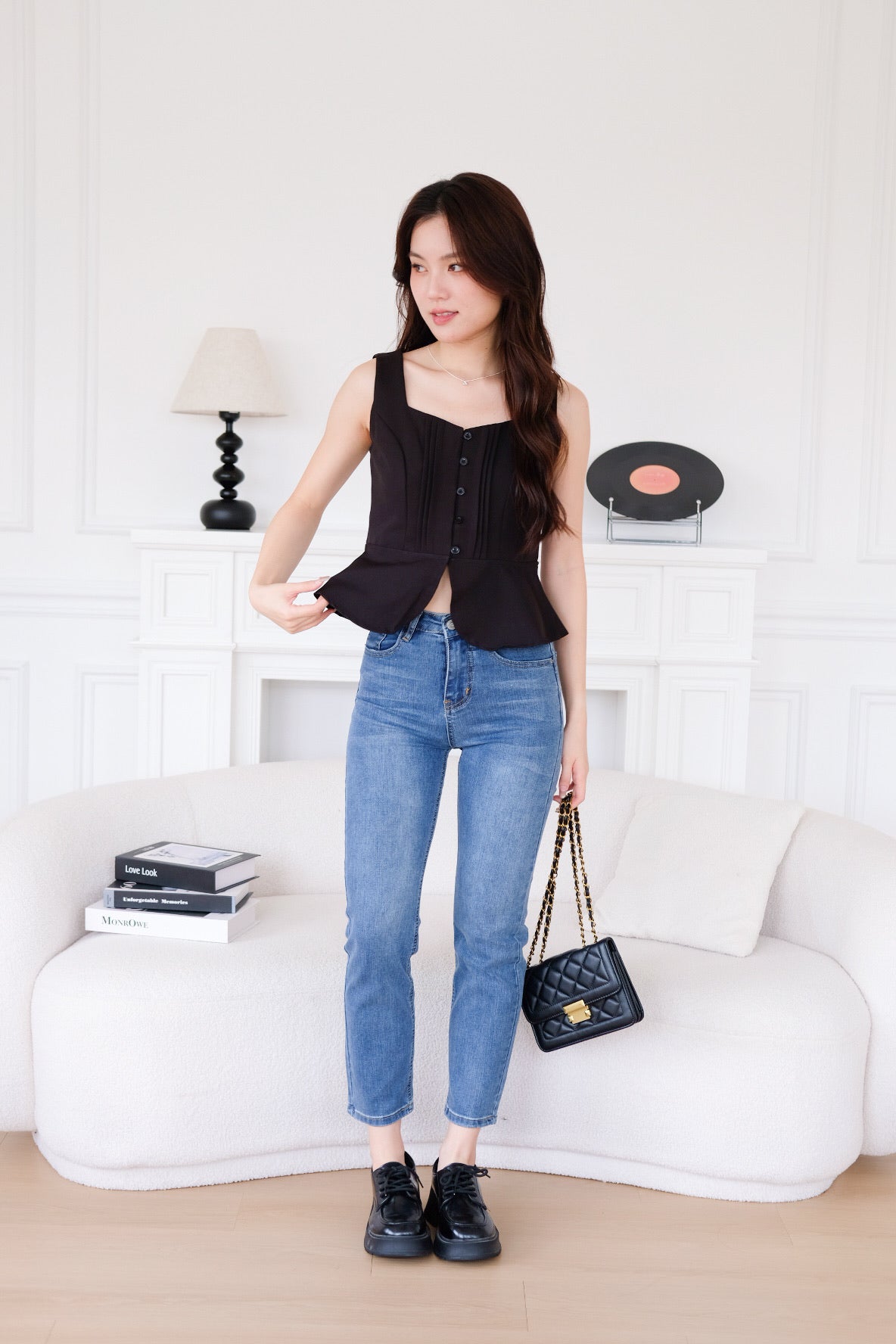 Esther Mini Pleats Flare Top (Black)