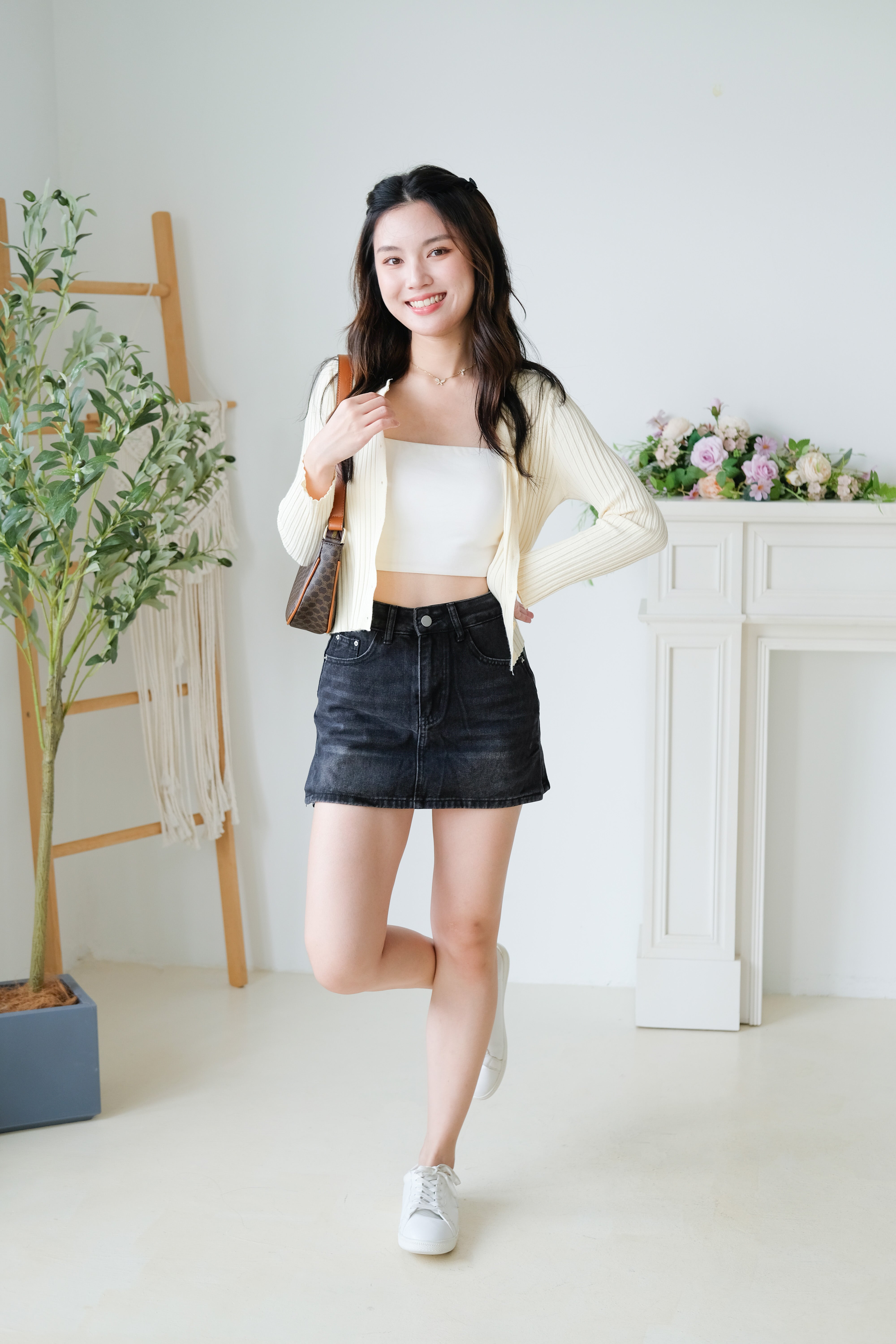 Soft Hour Knit Ribbed Cardigan (Cream)