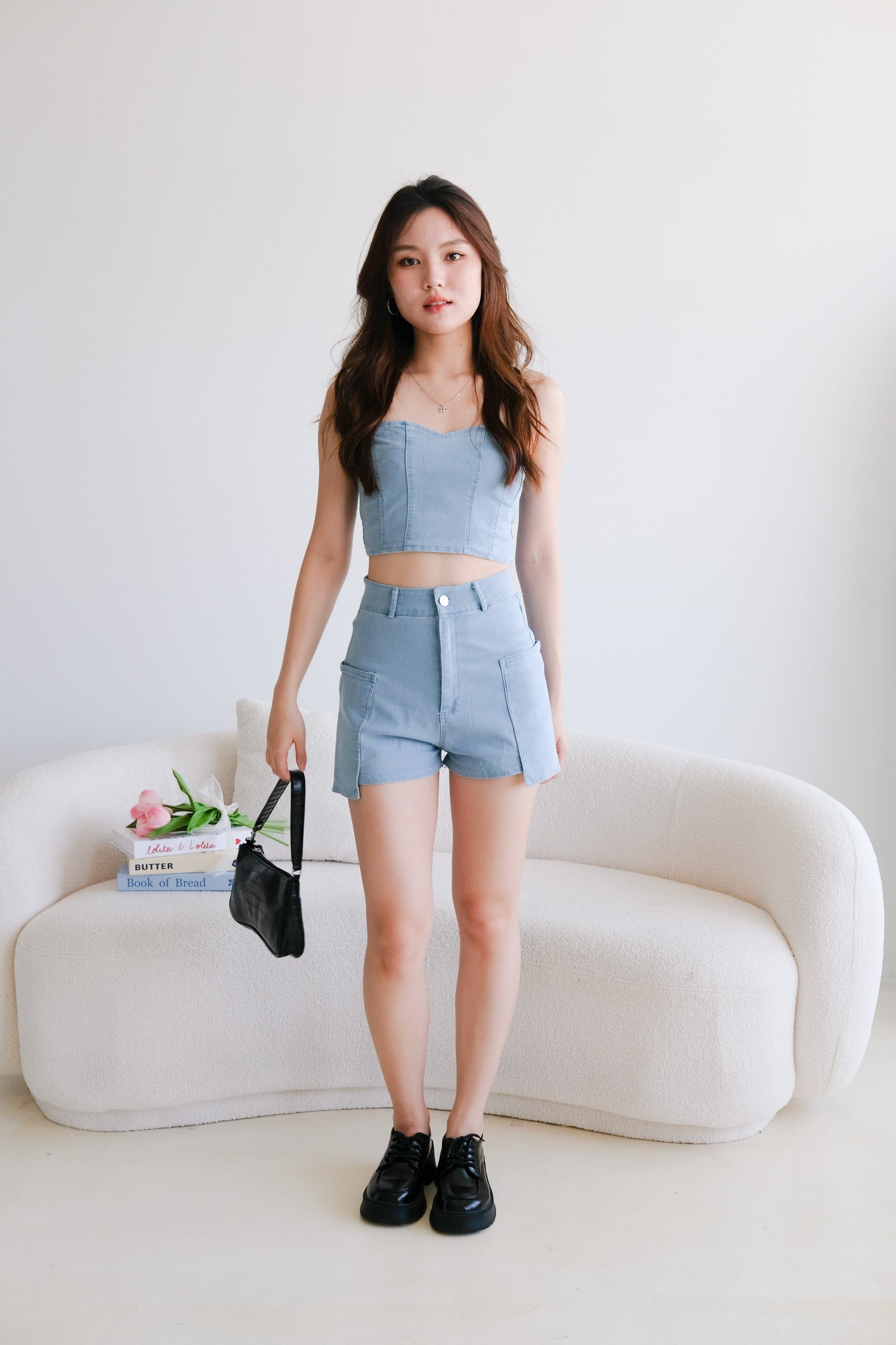 Bae Sweetheart Denim Tube Top (Light Denim)