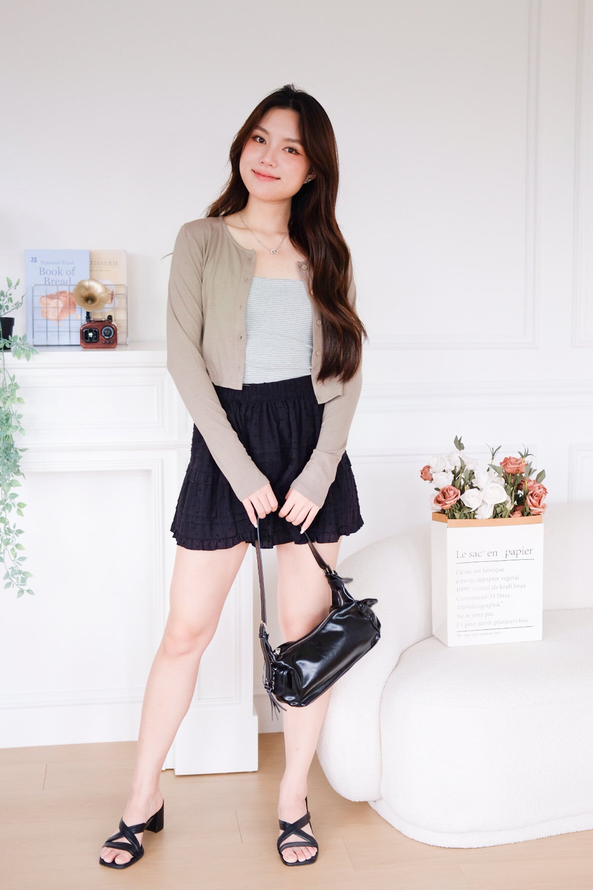 Isla Button Cardigan (Smoky Green)
