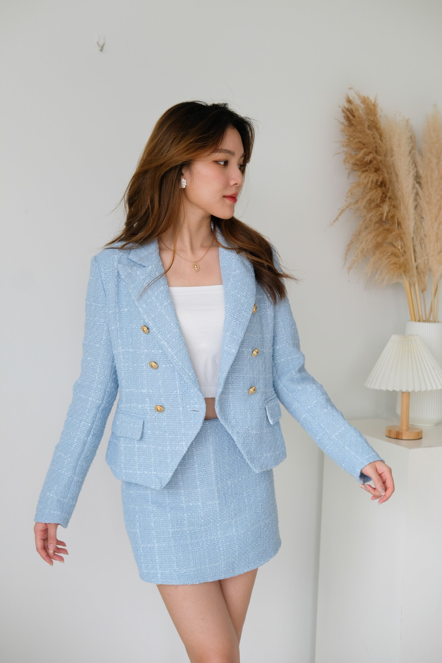 Vanessa Tweed Blazer (Sky Blue)