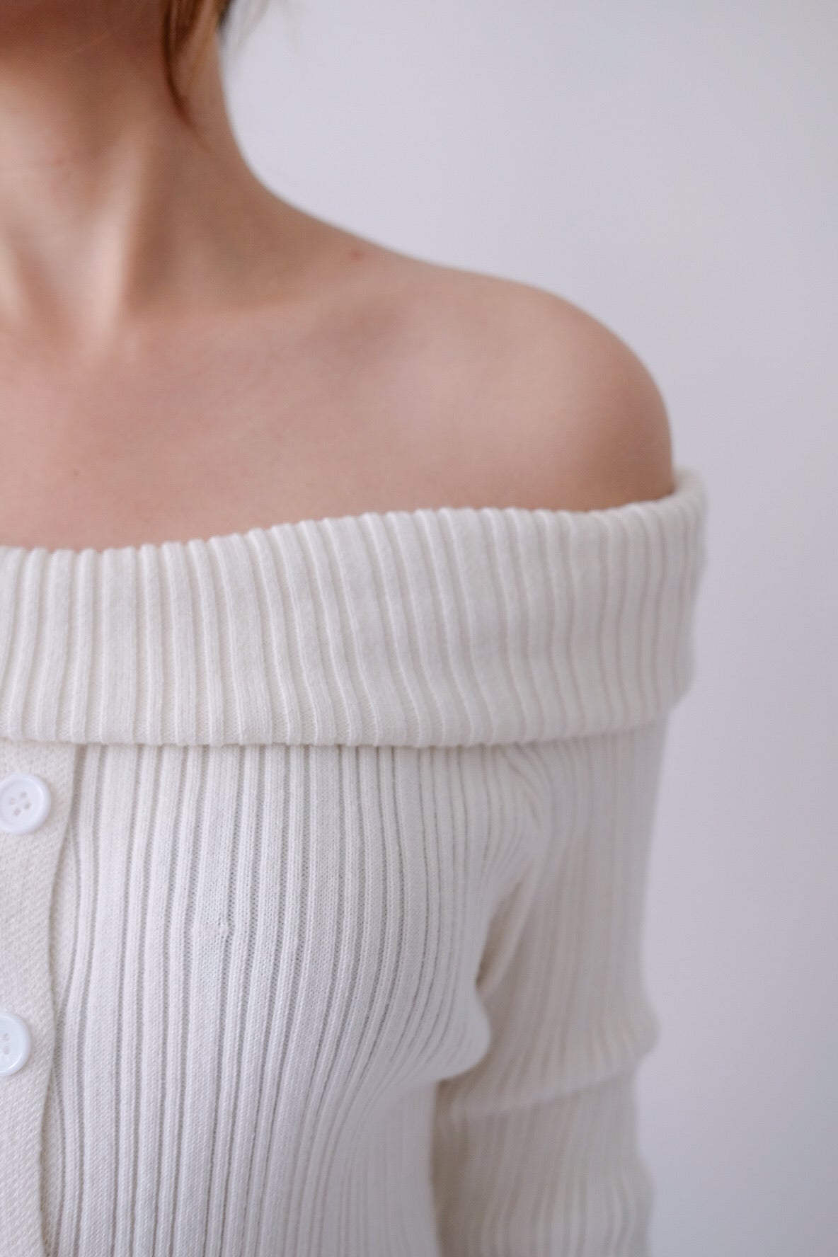 White Off-Shoulder Knit Top