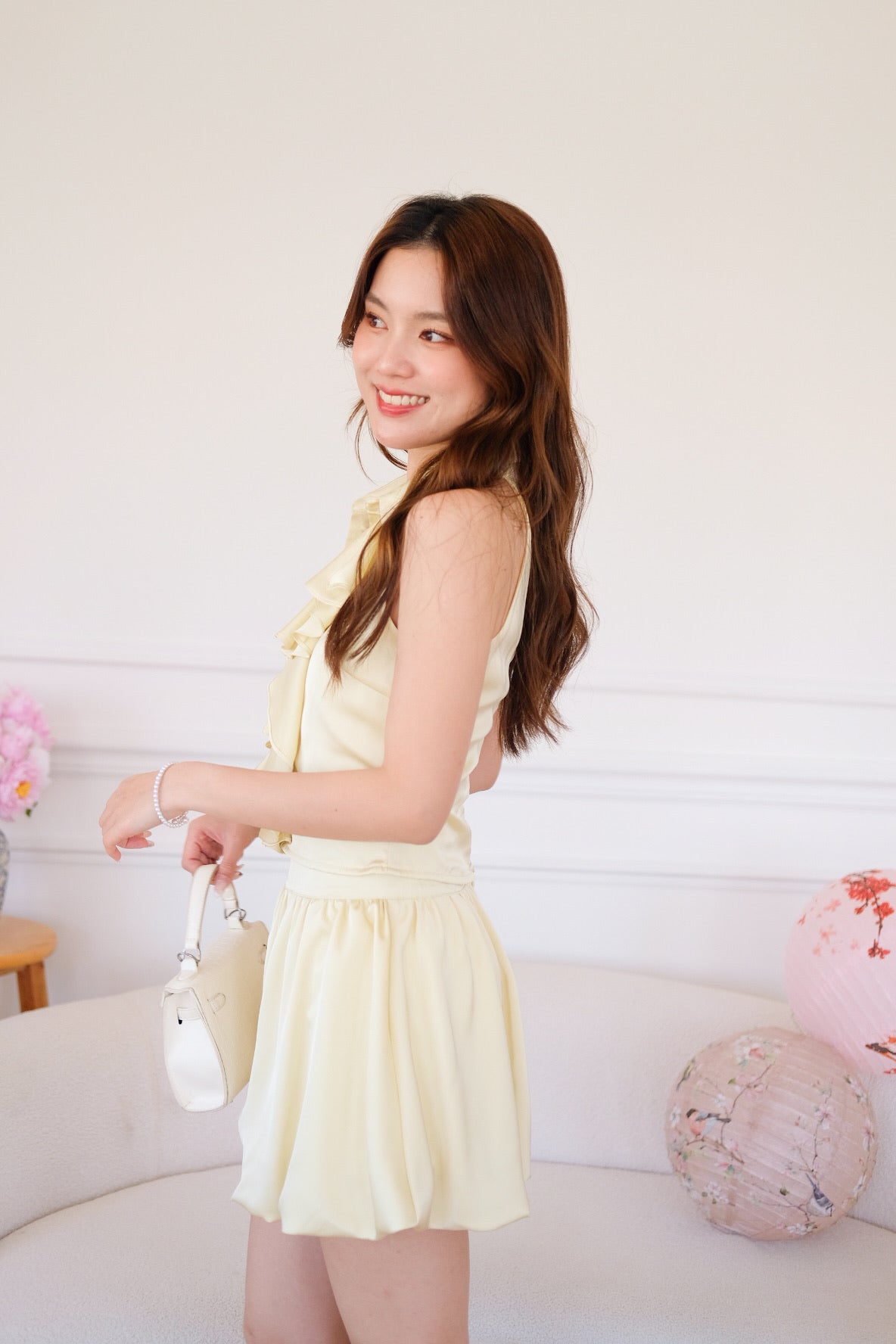 Lunelle Satin Ruffle Bubble Set (Yellow)