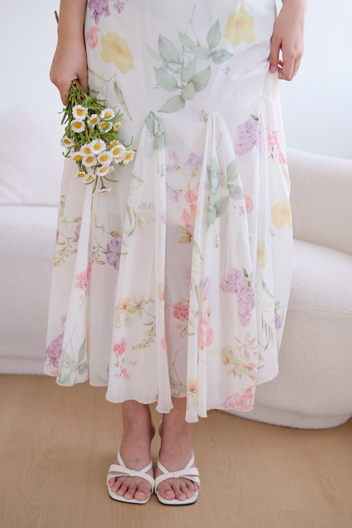Beige Floral Maxi Dress