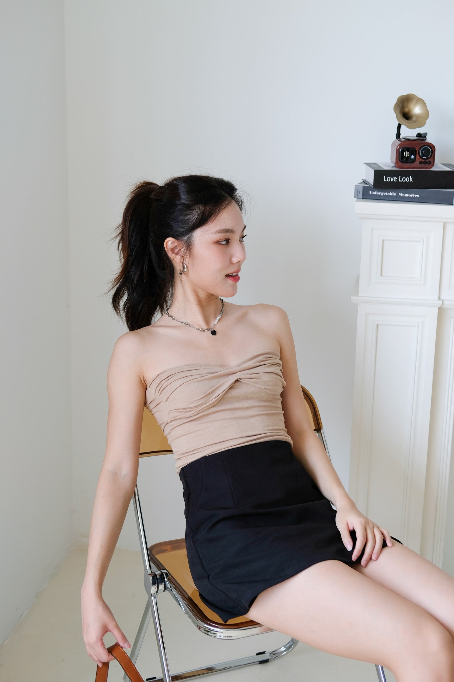 Naomi Twist Cotton Tube Top (Khaki)