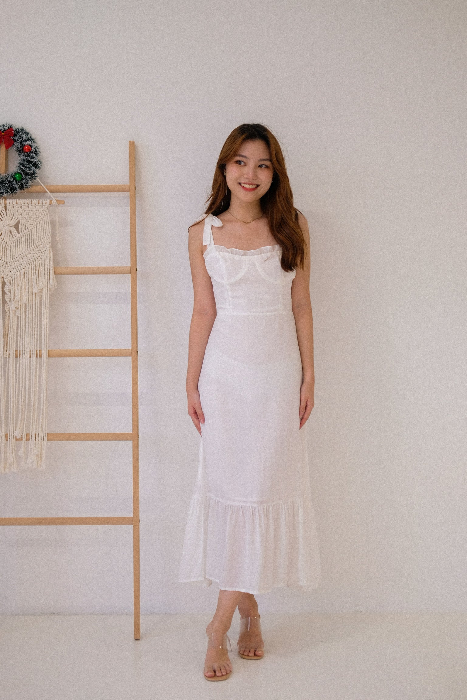 Freya Ruffle Maxi Dress (White)