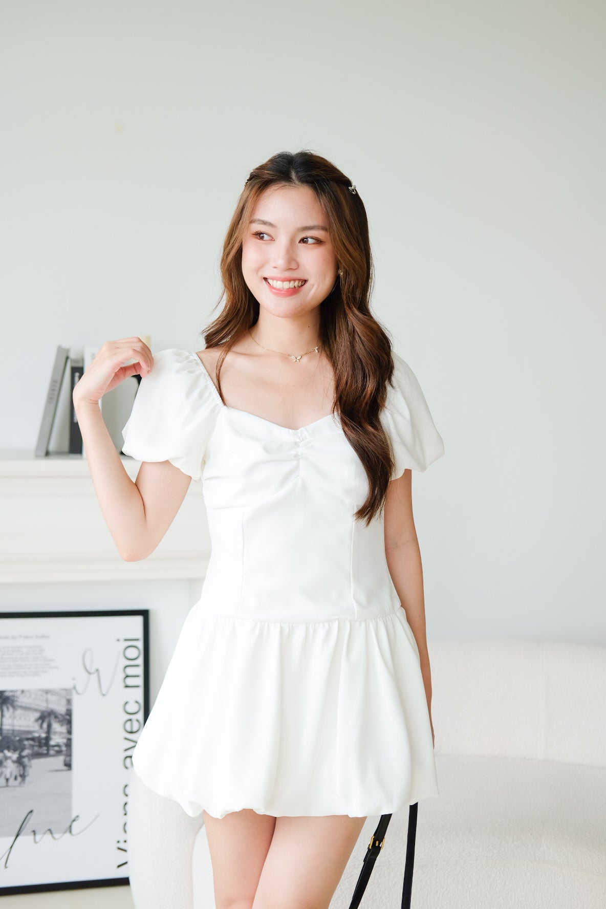 Lucy Sweetheart Bubble Dress (White)