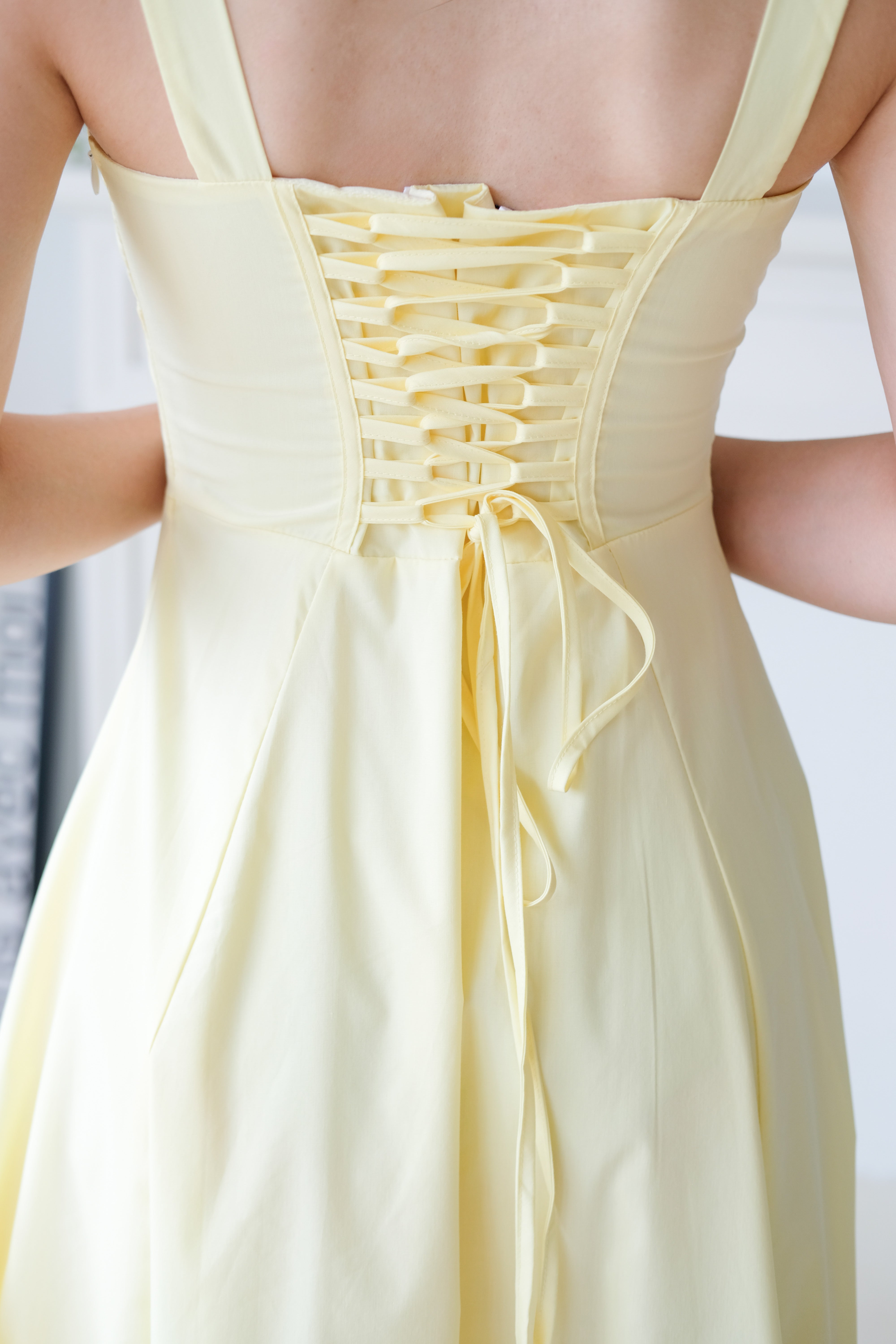 Claire Ruched Slit Midaxi Dress (Sunshine Yellow)