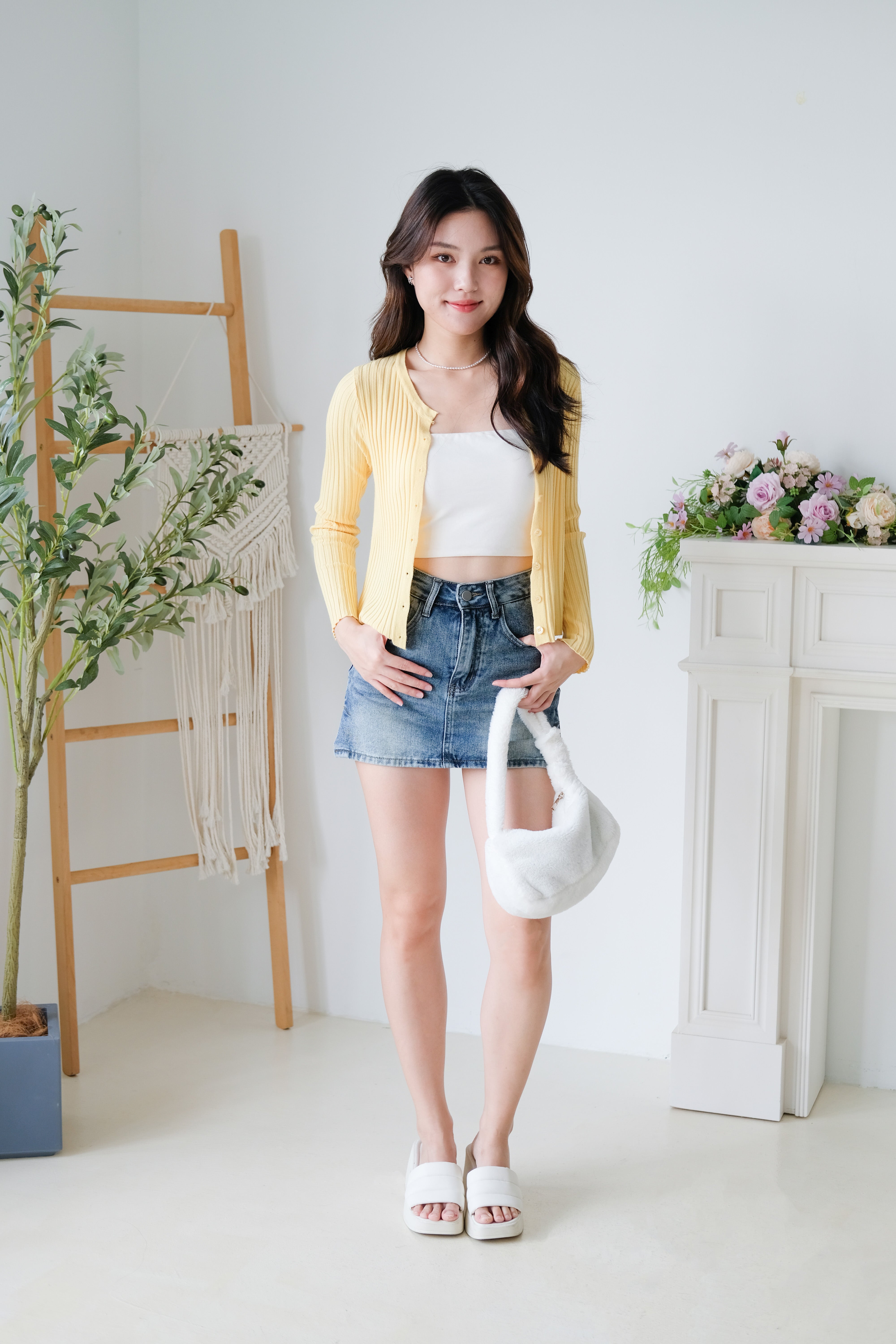 Soft Hour Knit Ribbed Cardigan (Yellow)