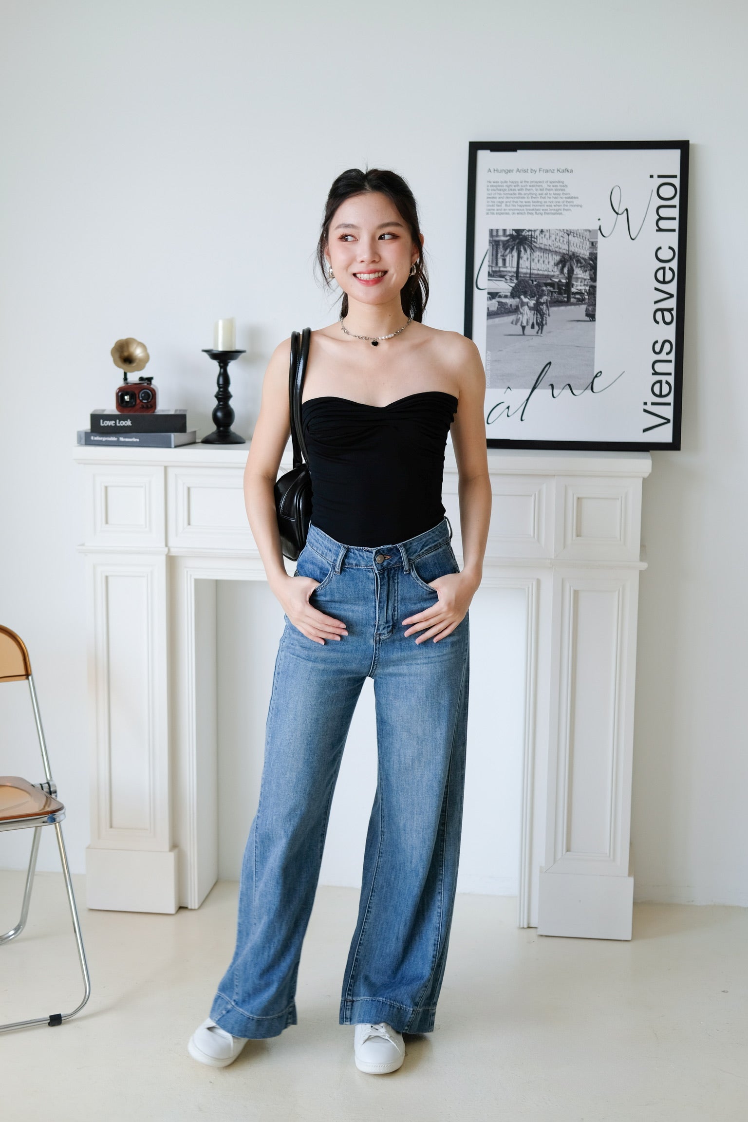 Naomi Twist Cotton Tube Top (Black)