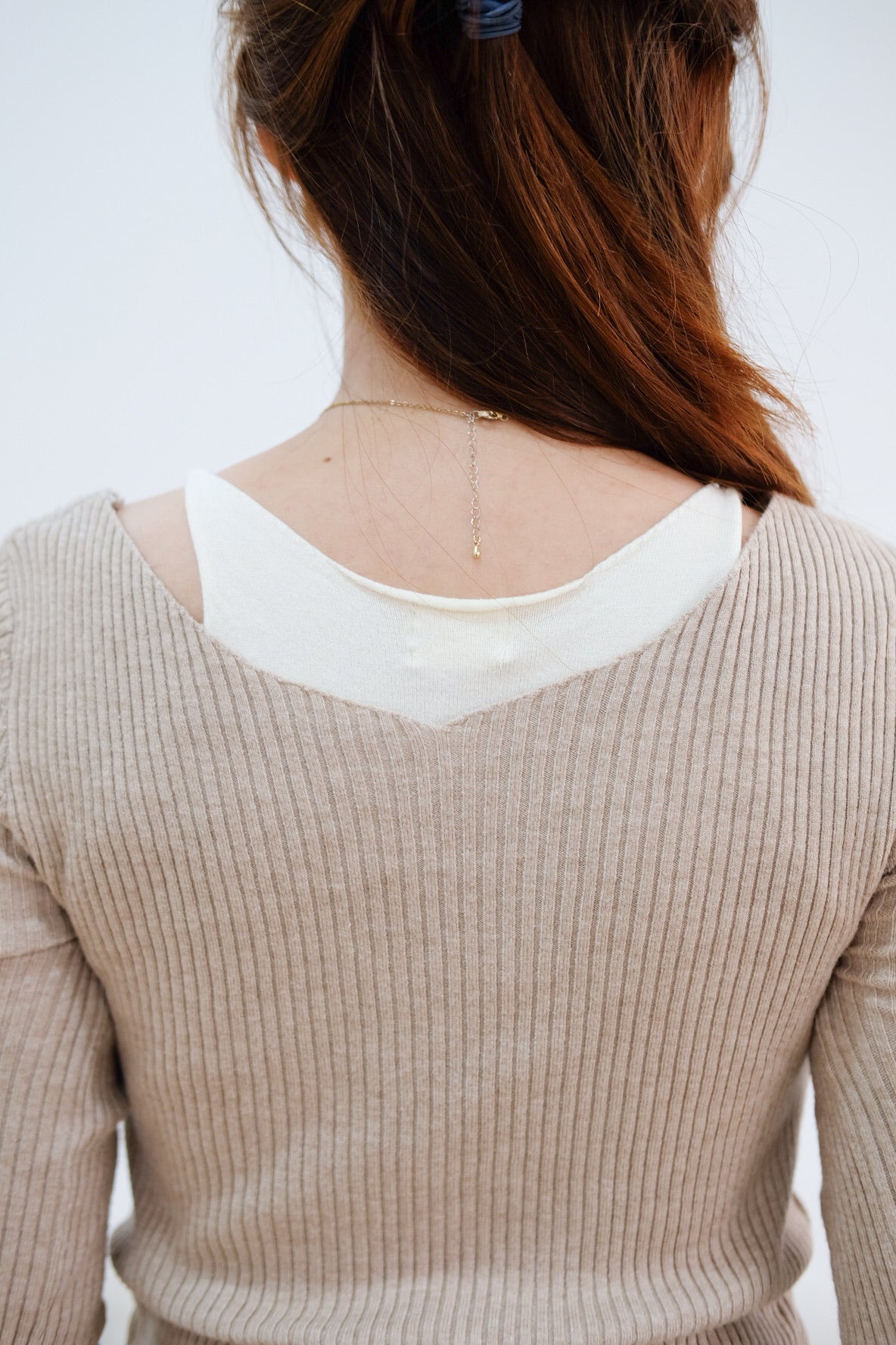Khaki Knit 2 in 1 Long Sleeves Top