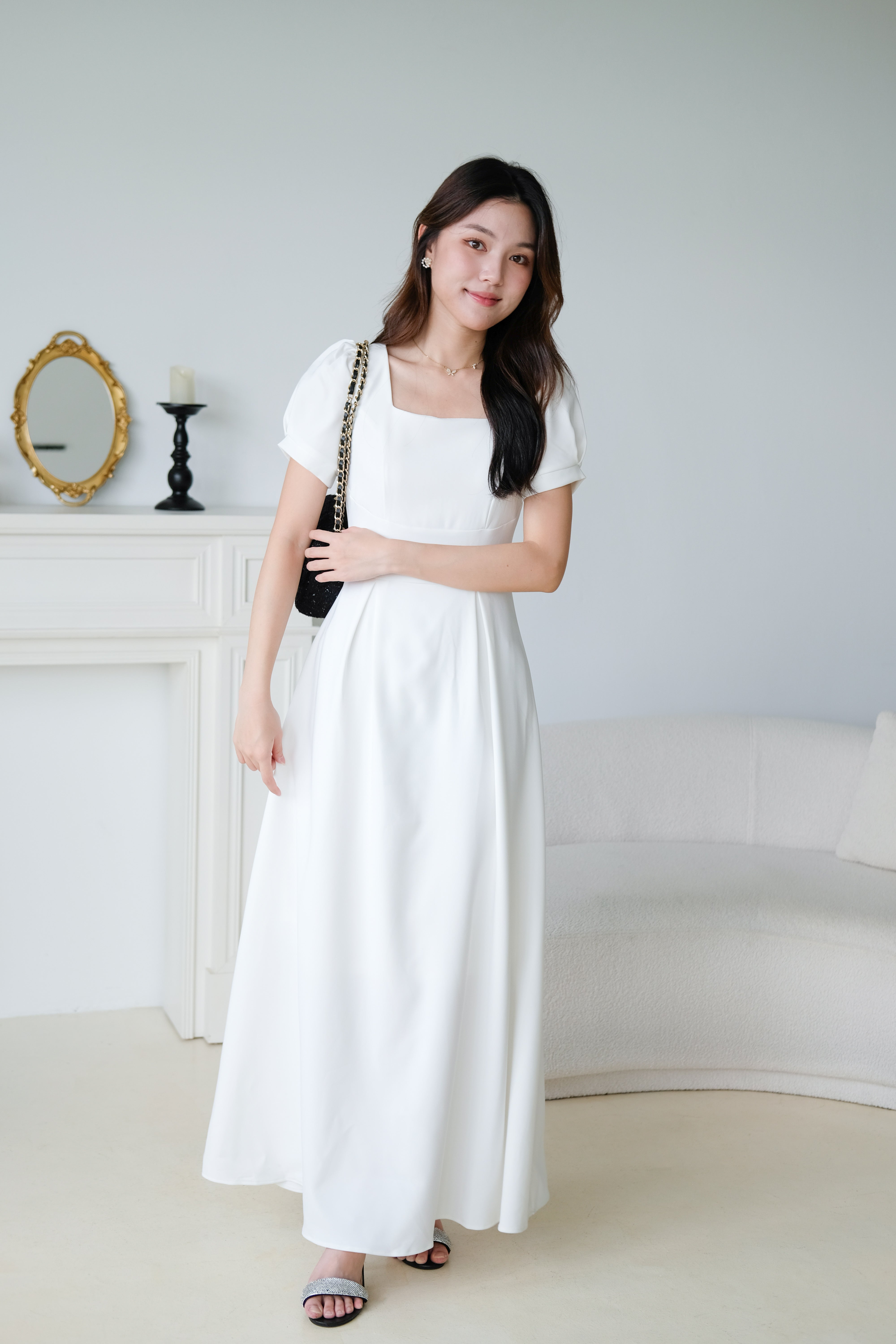 Sorelle Maxi Dinner Dress (White)