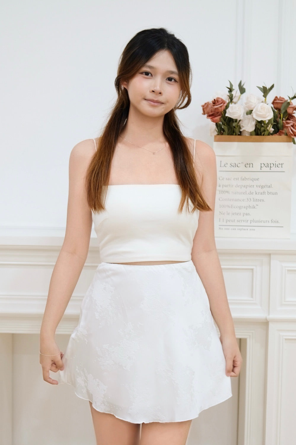 Xin Cheongsam Mini Skirt (White)