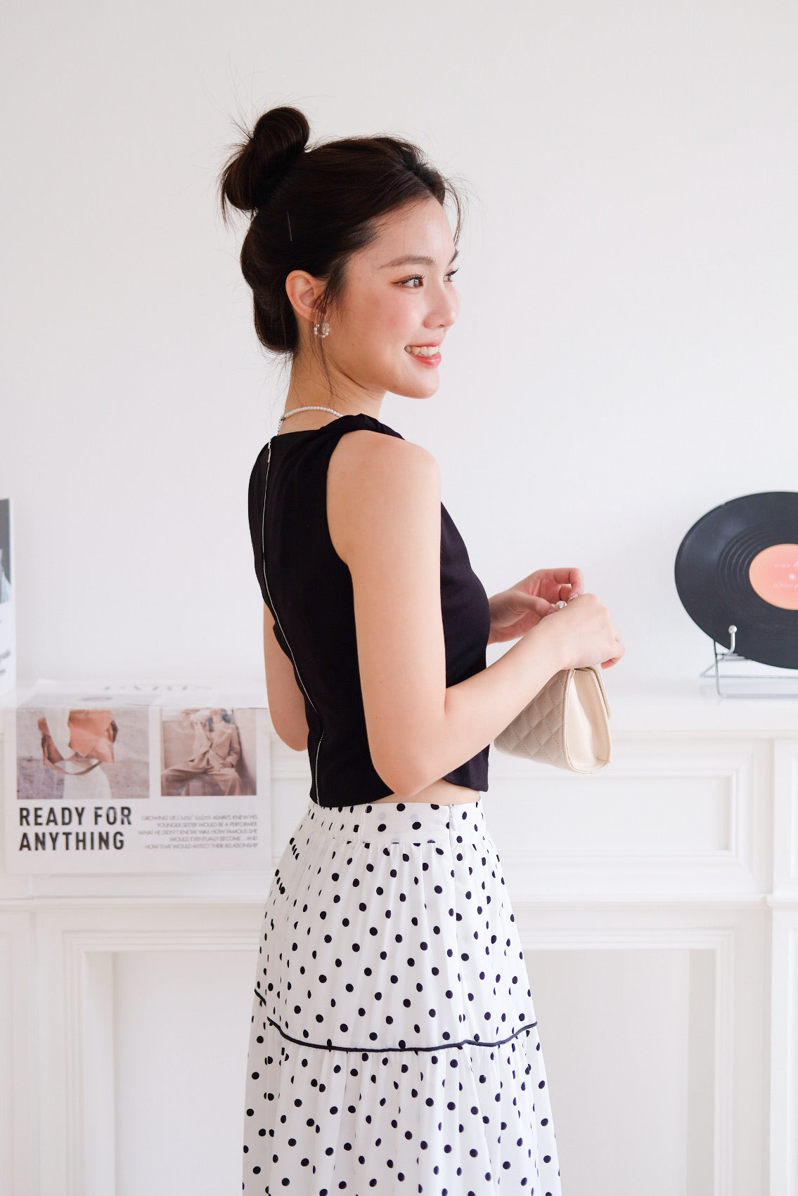 Morgan Twist Boatneck Crop Top (Black)