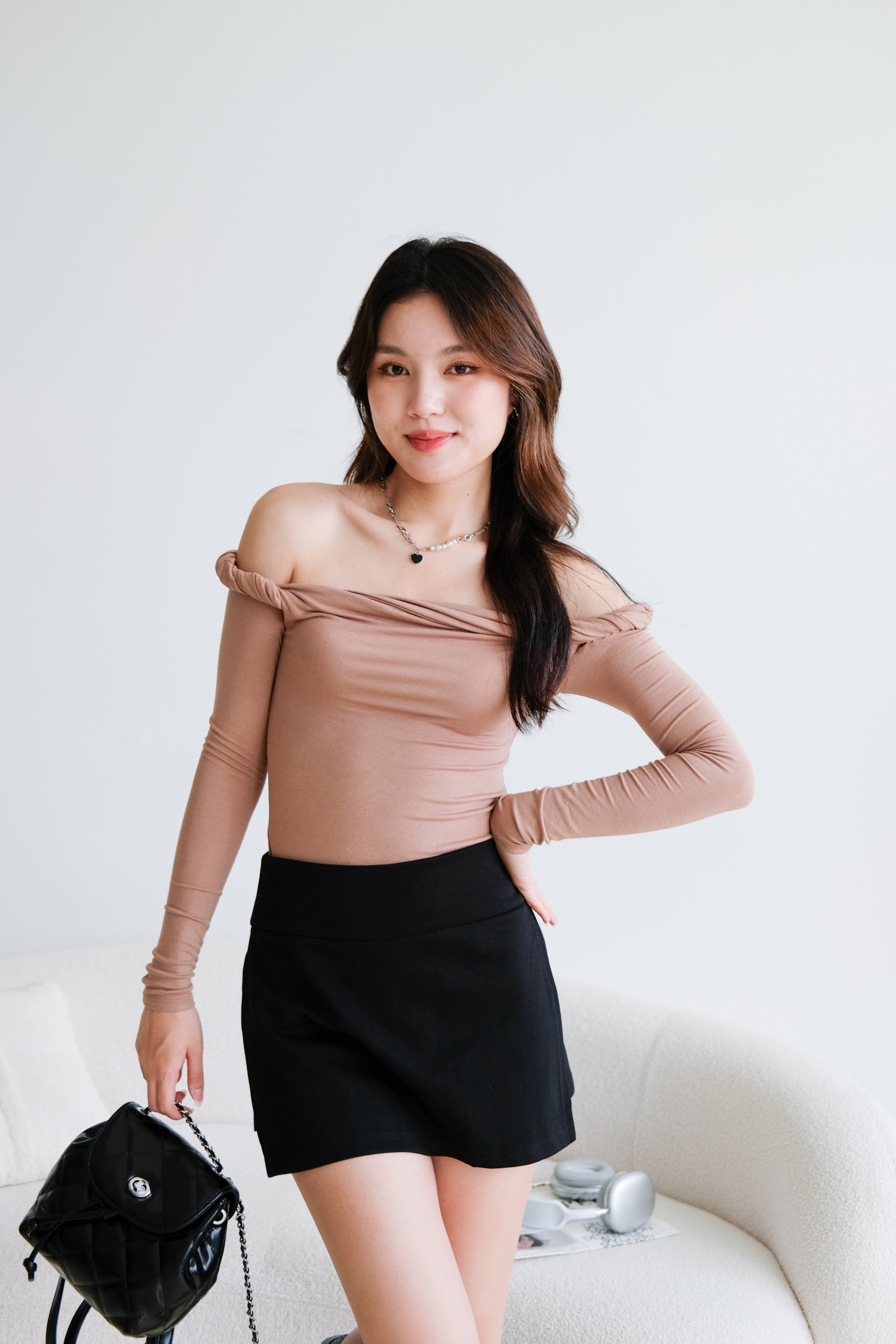 Gio Sporty Side Slit Skorts (Black）