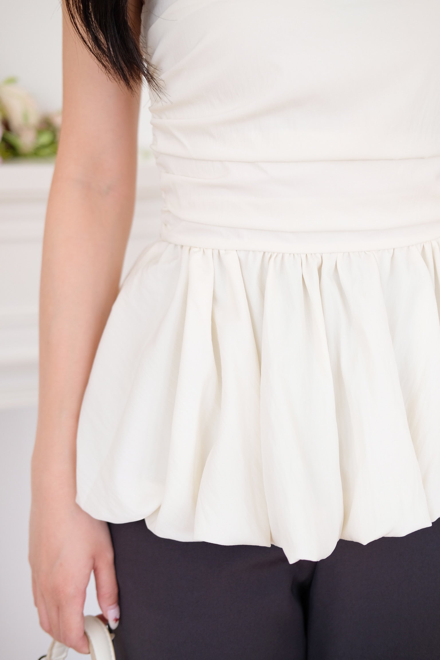 Reiko Peplum Tube Top (Cream)