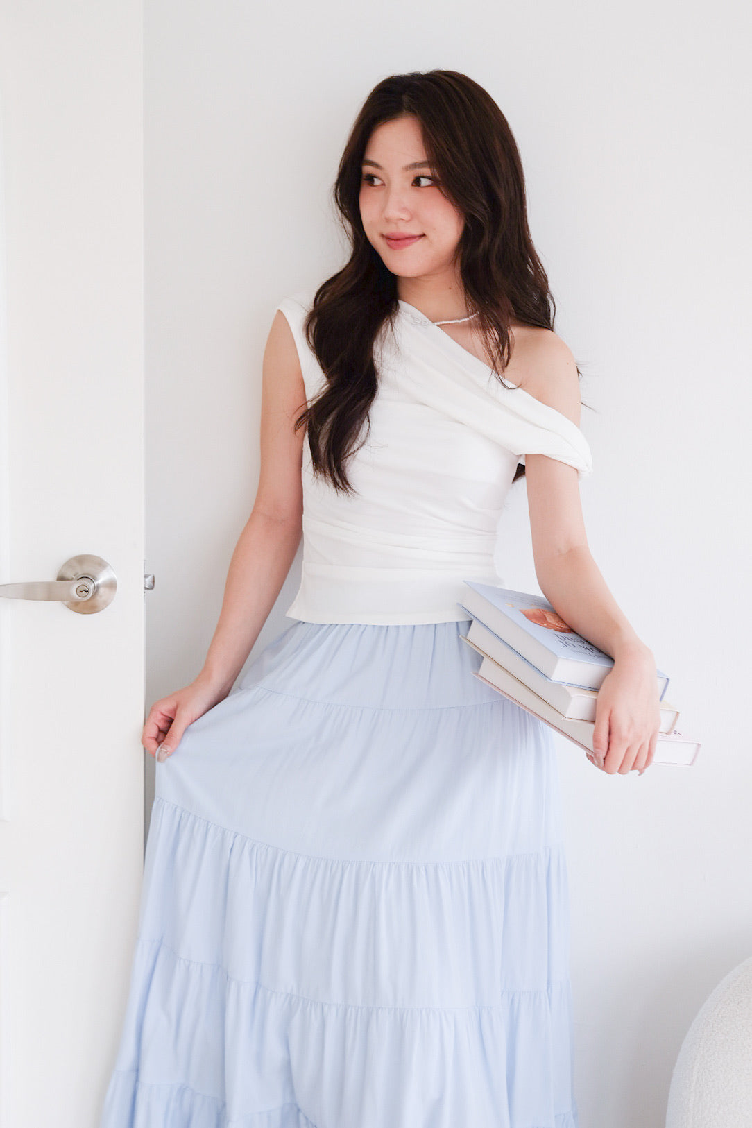 Willa Tiered Maxi Skirt (Sky Blue)