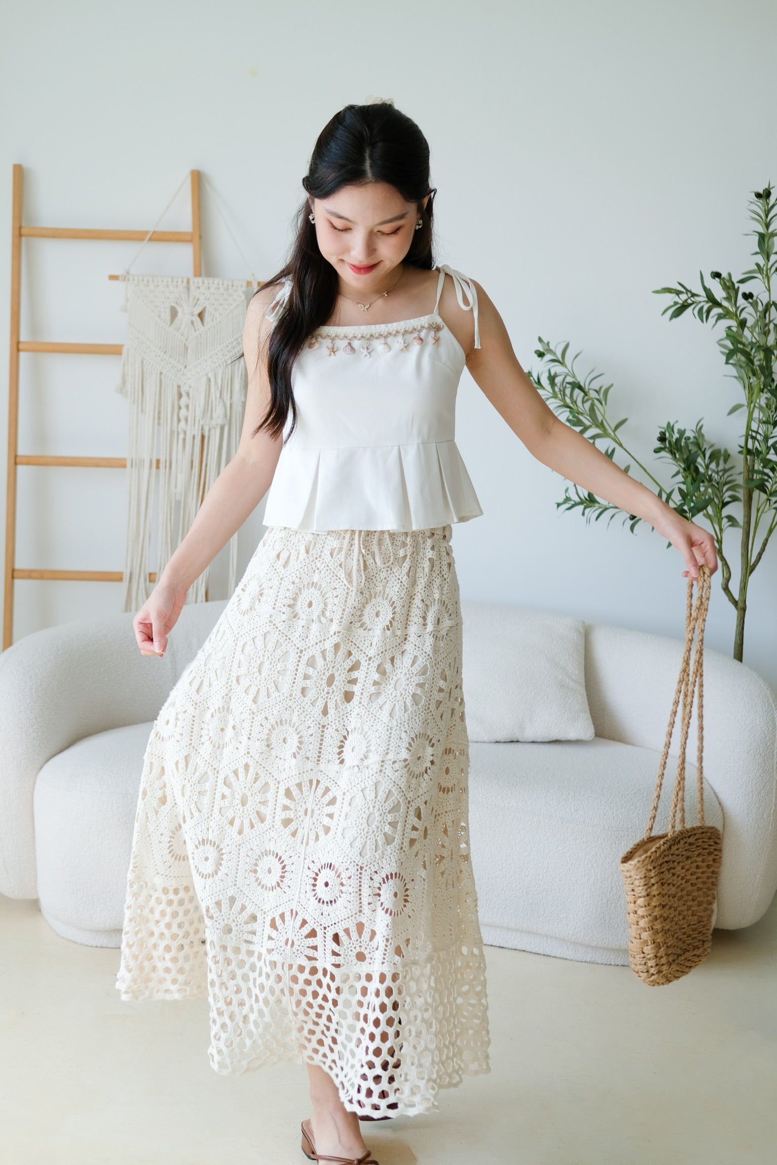 Zahara Crochet Maxi Skirt (Cream)
