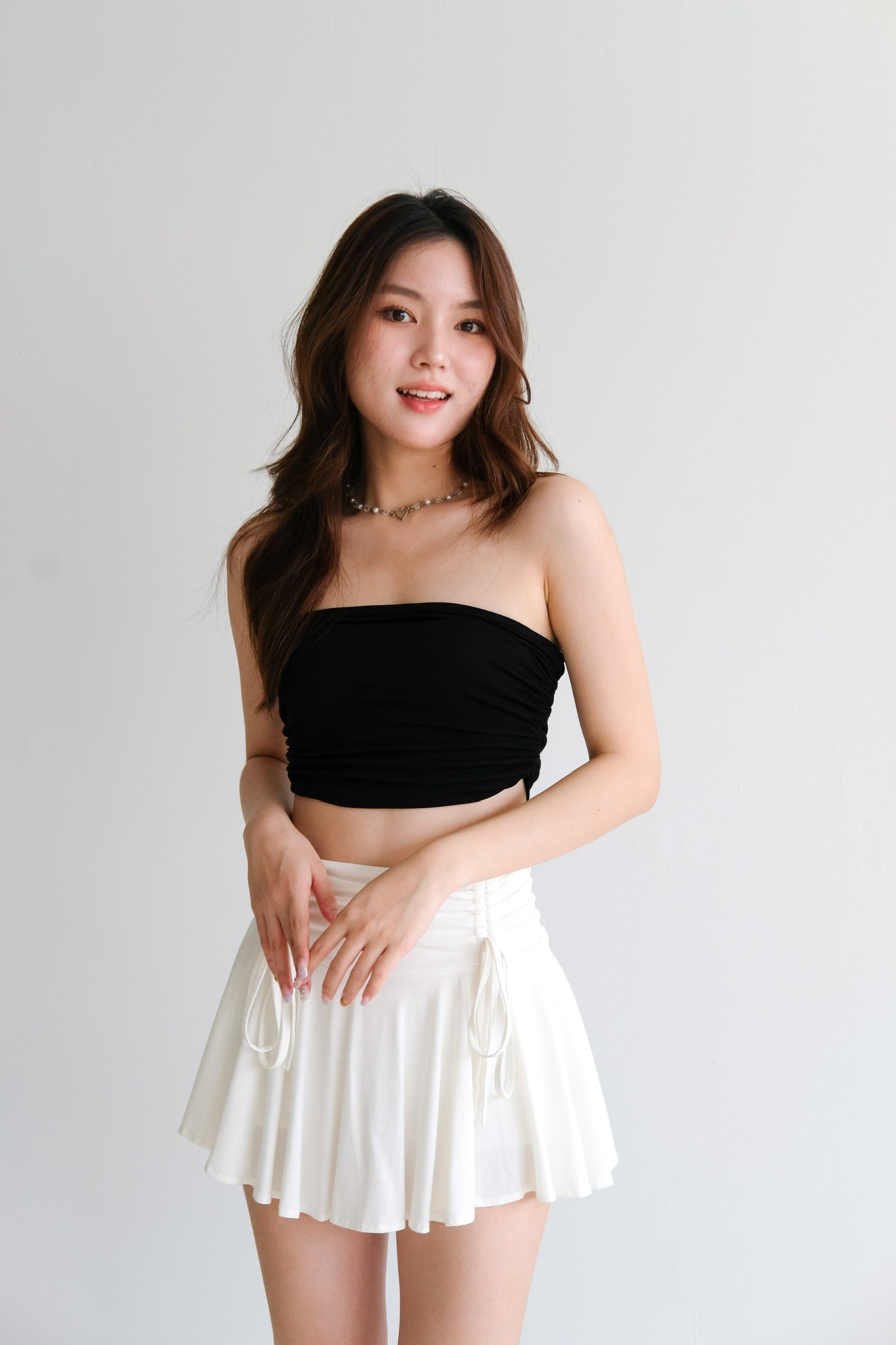 Eugenie Ruched Tube Top (Black)