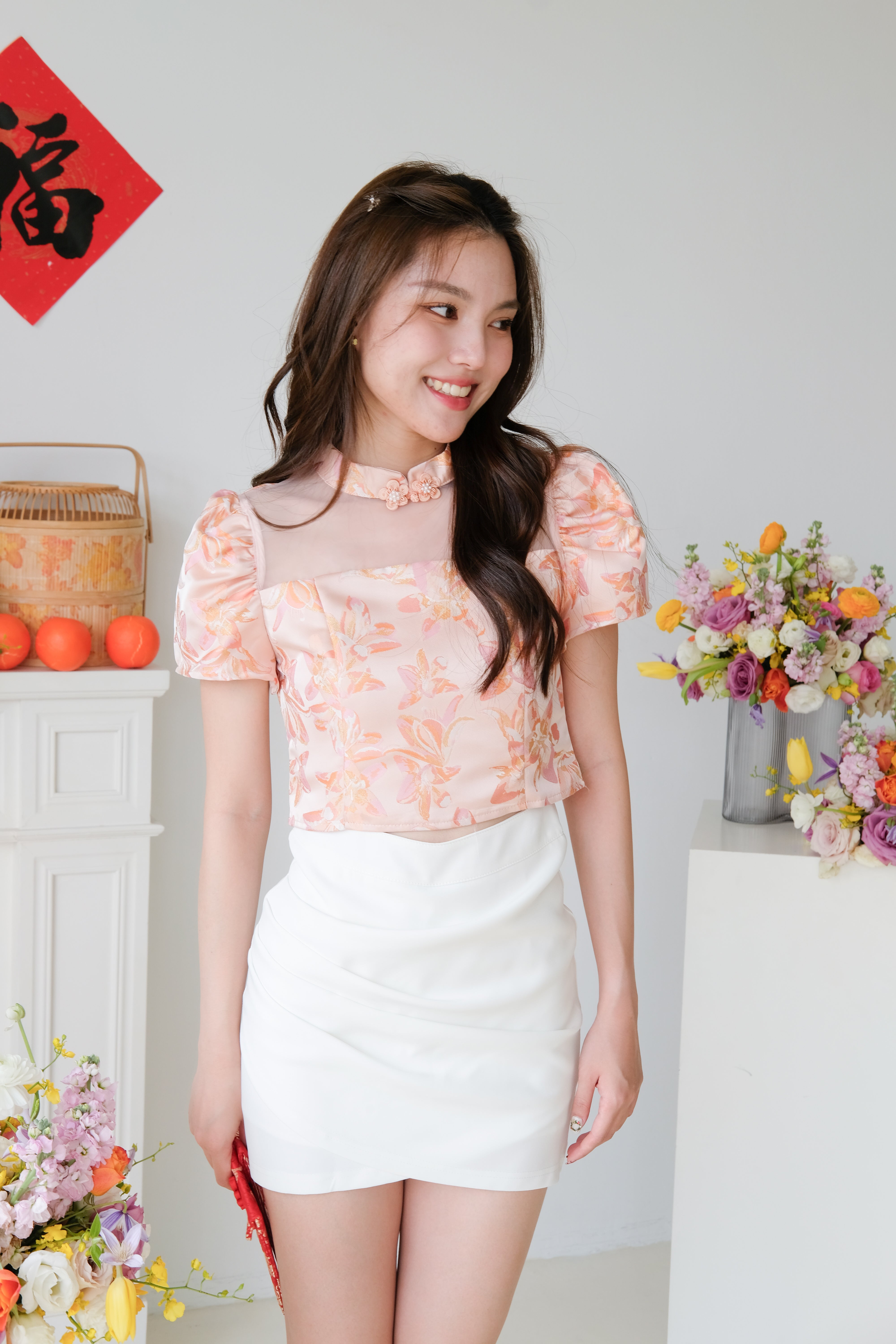 Yan Sleeve Cheongsam Top (Pink)