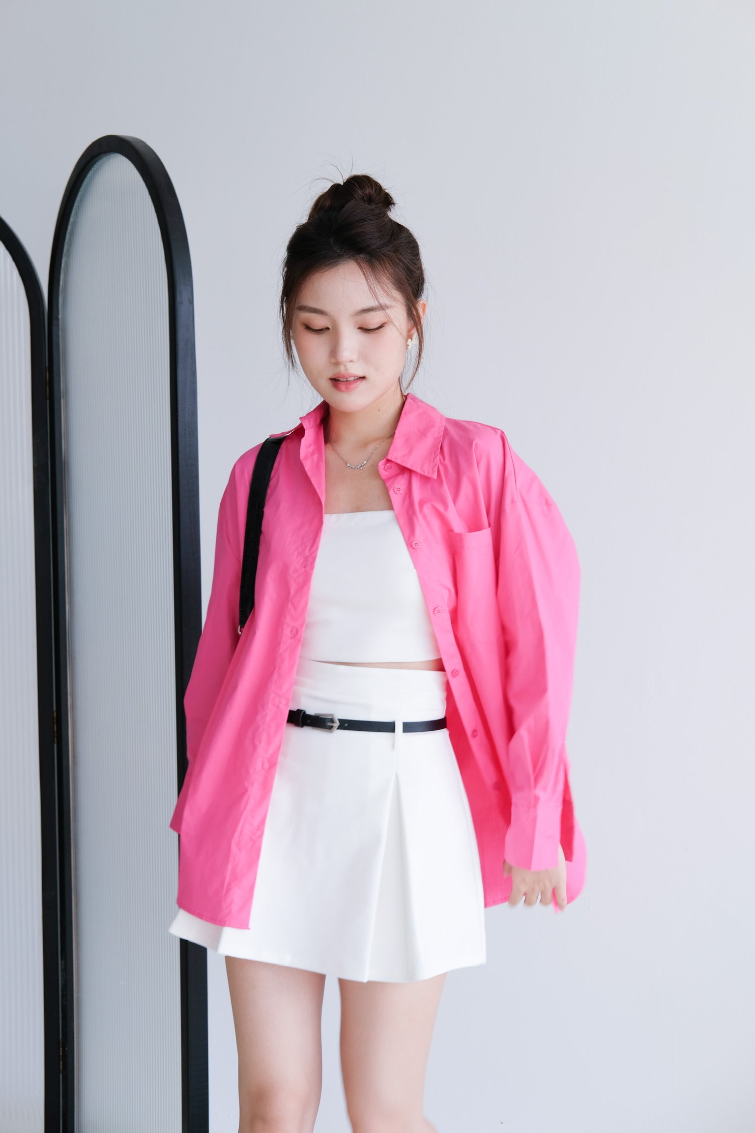 Rileen Boyfriend Oversized Shirt (Dark Pink)