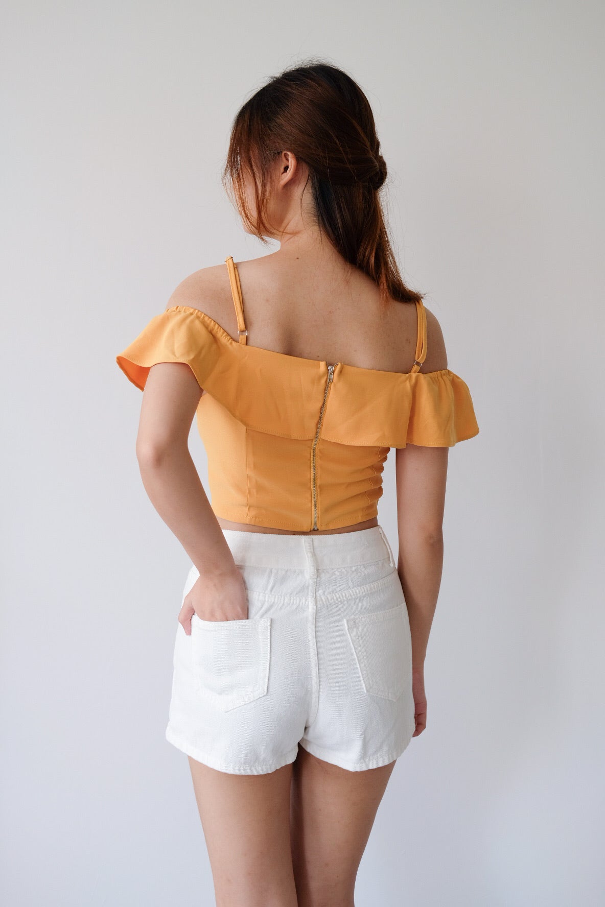 White High Waist Denim Skort