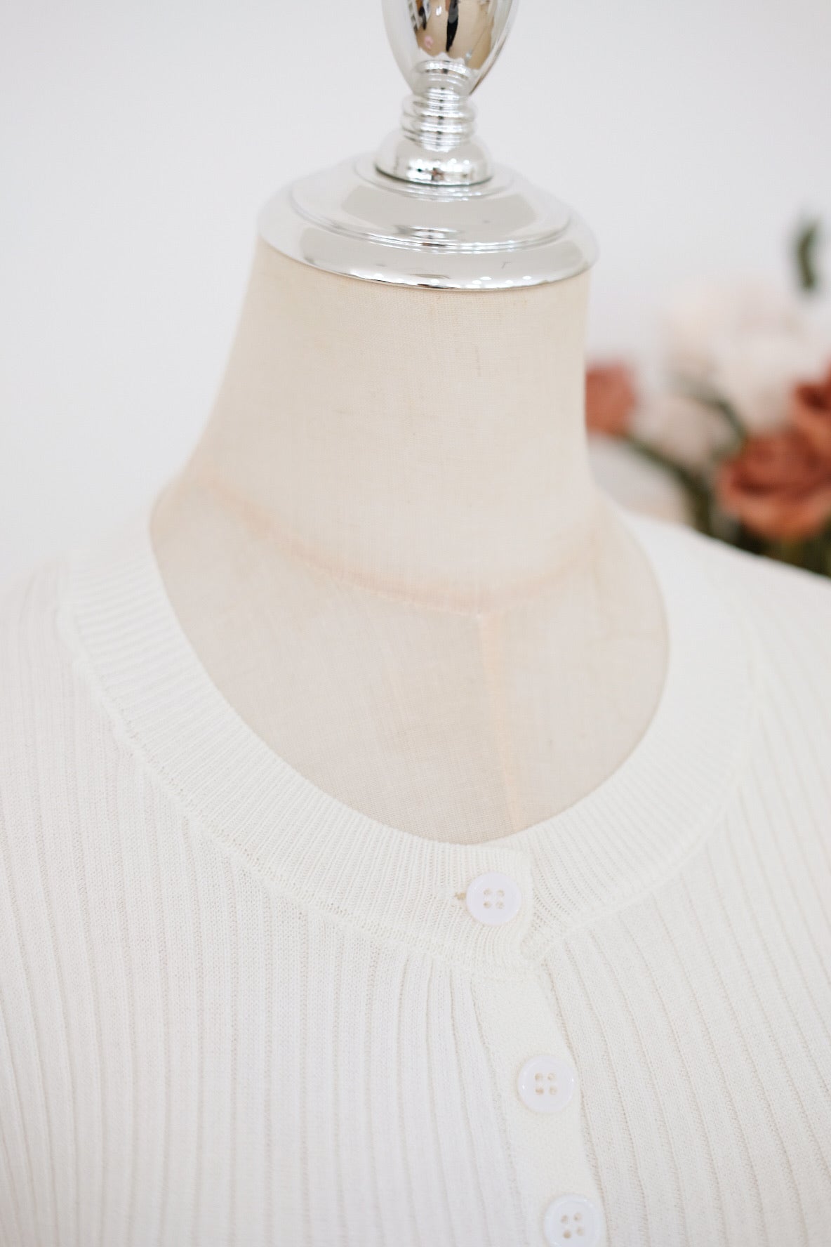 White Long Sleeve Knit Top