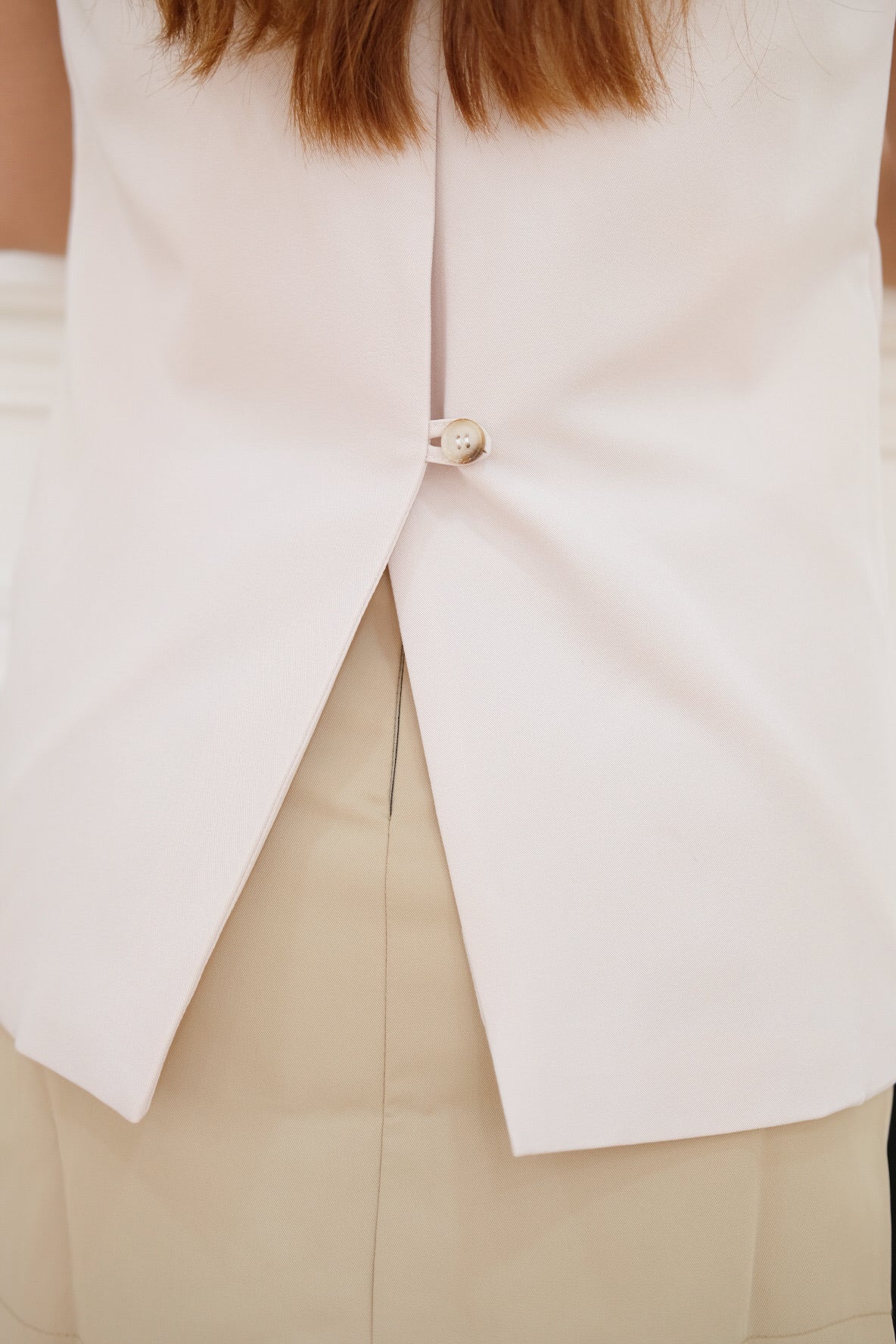 Light Beige Vest Button Outerwear