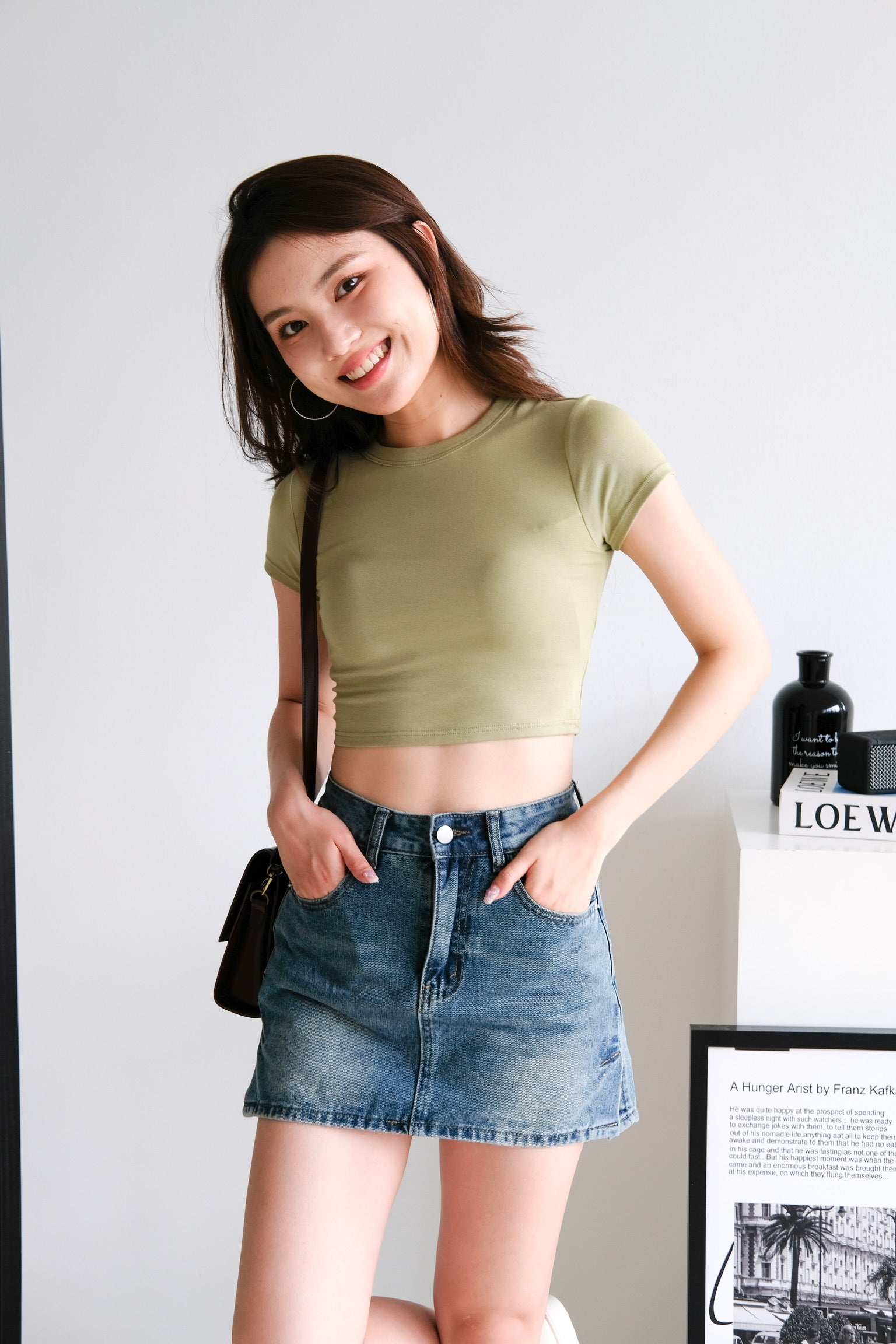 Beth Padded Crop Tee (Pistachio Green)