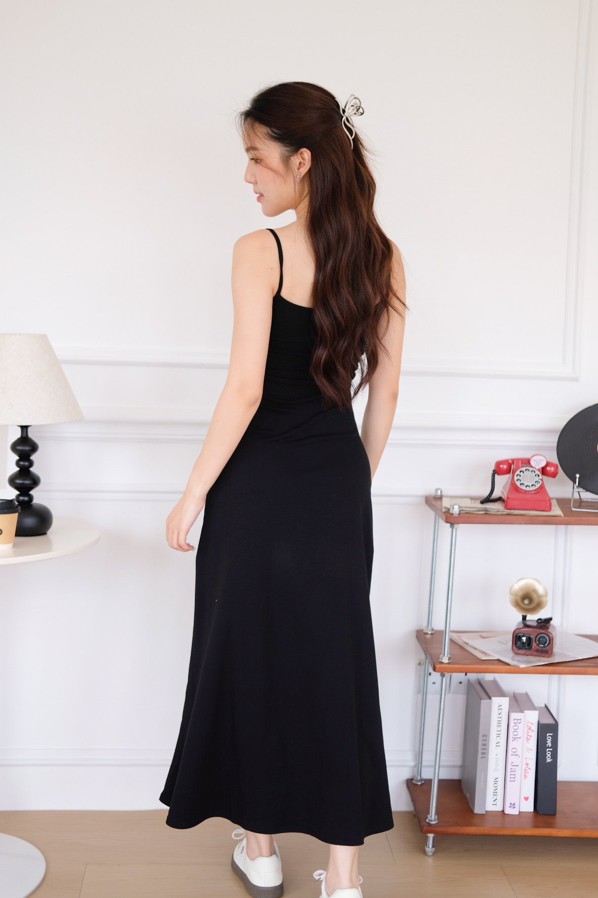 Avery Padded Skater Maxi Dress (Black)