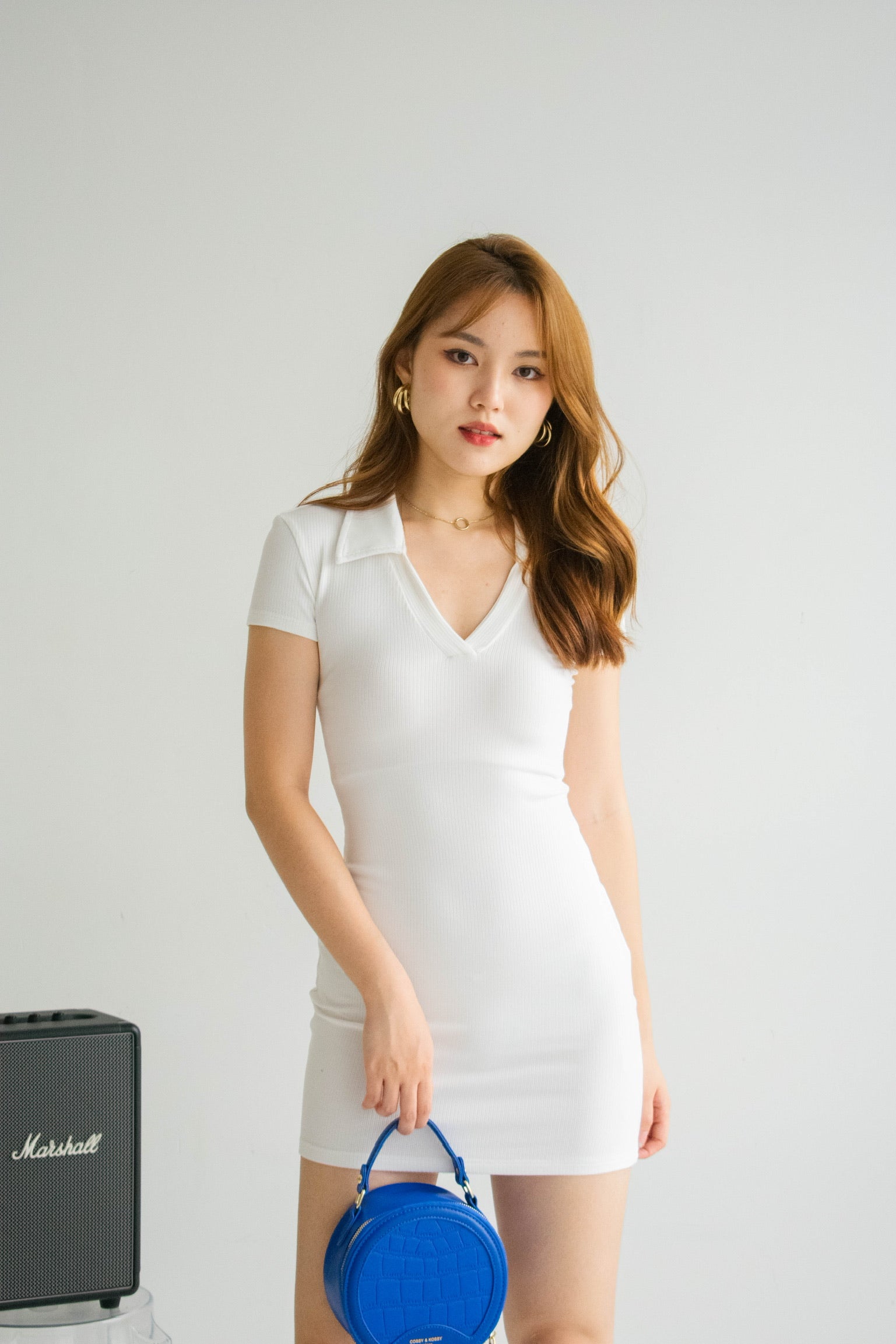 Charlie Polo Bodycon Dress (White)