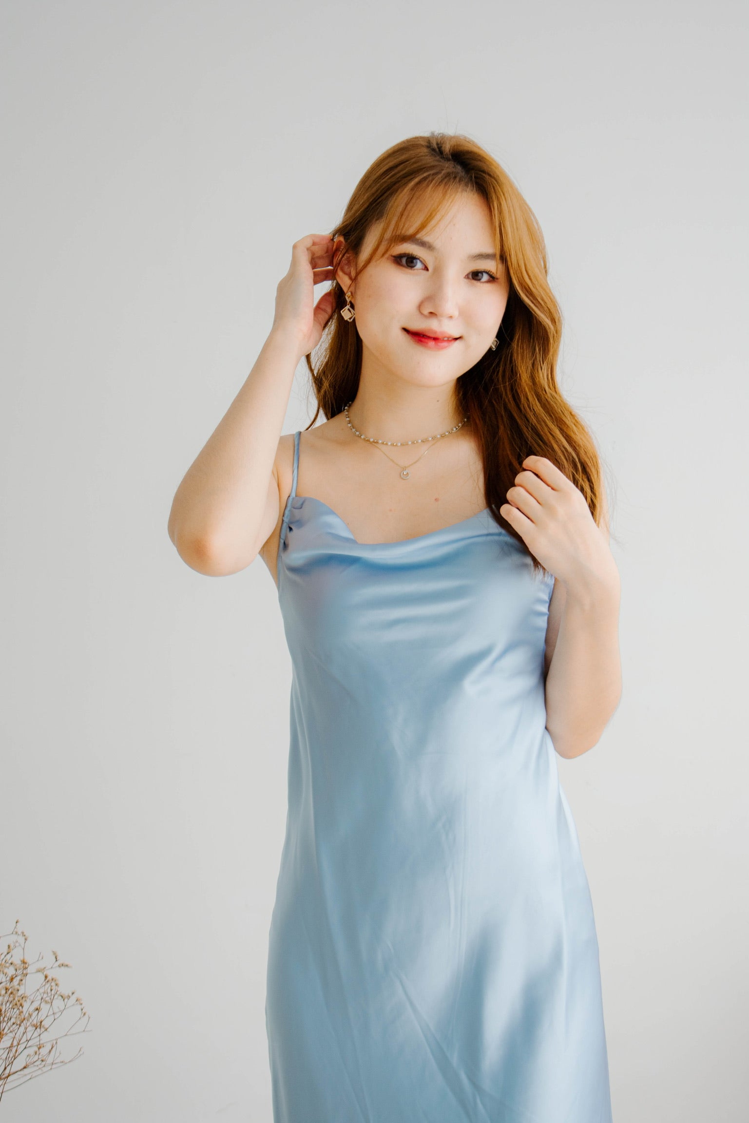 Santorini Bareback Satin Dress (Sea Blue)