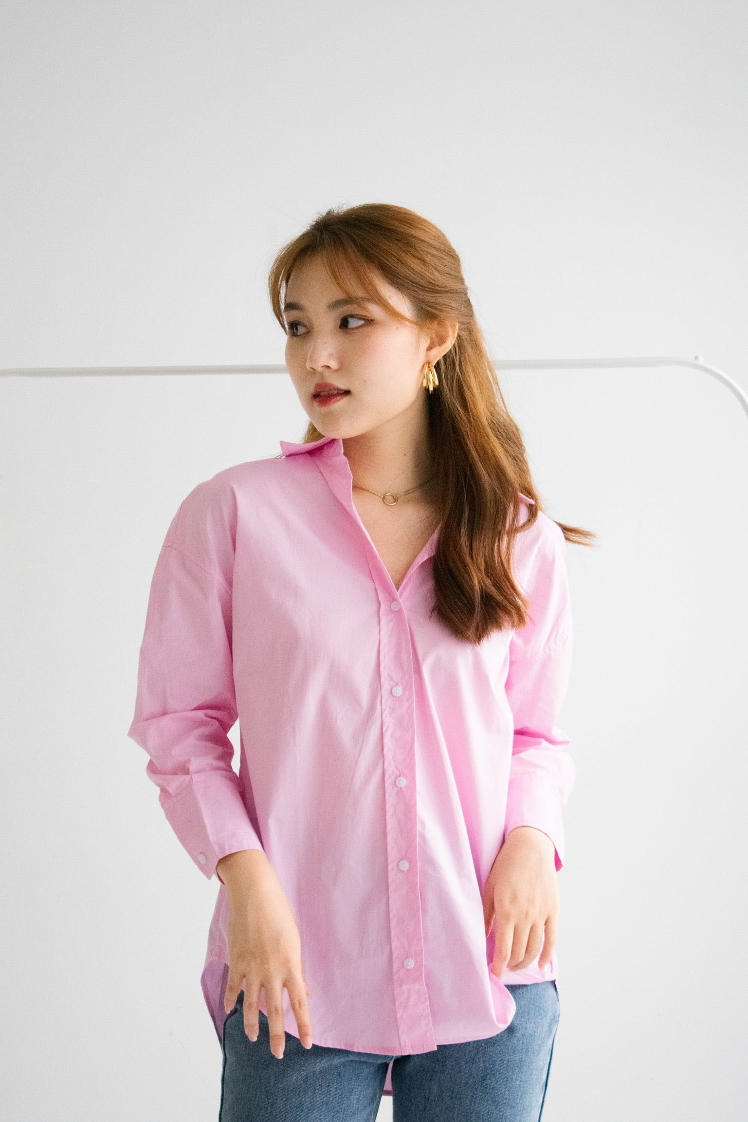 Sanford Boyfriend Shirt (Flamingo Pink)