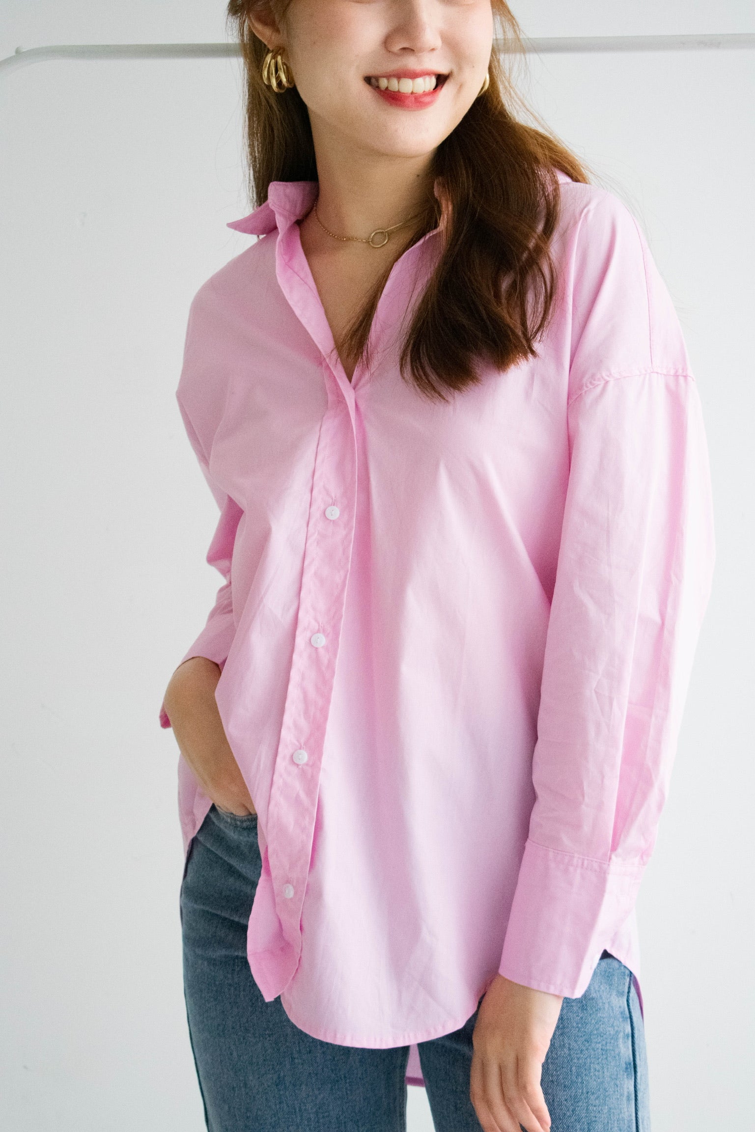 Sanford Boyfriend Shirt (Flamingo Pink)