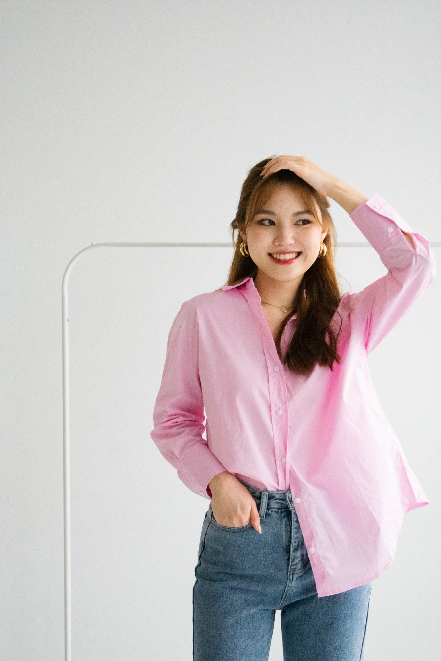 Sanford Boyfriend Shirt (Flamingo Pink)