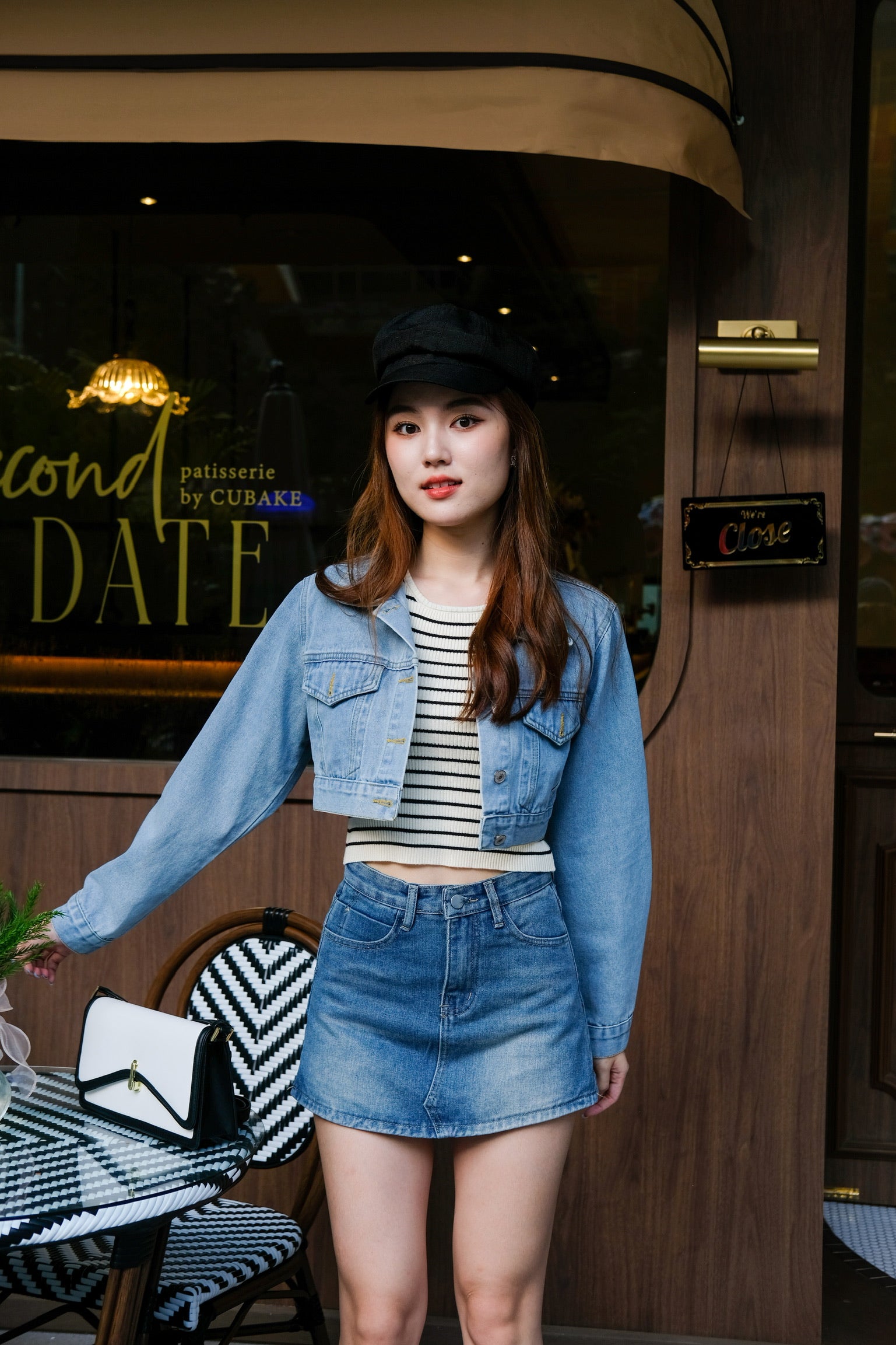 Athena Denim Cropped Jacket (Light Blue)