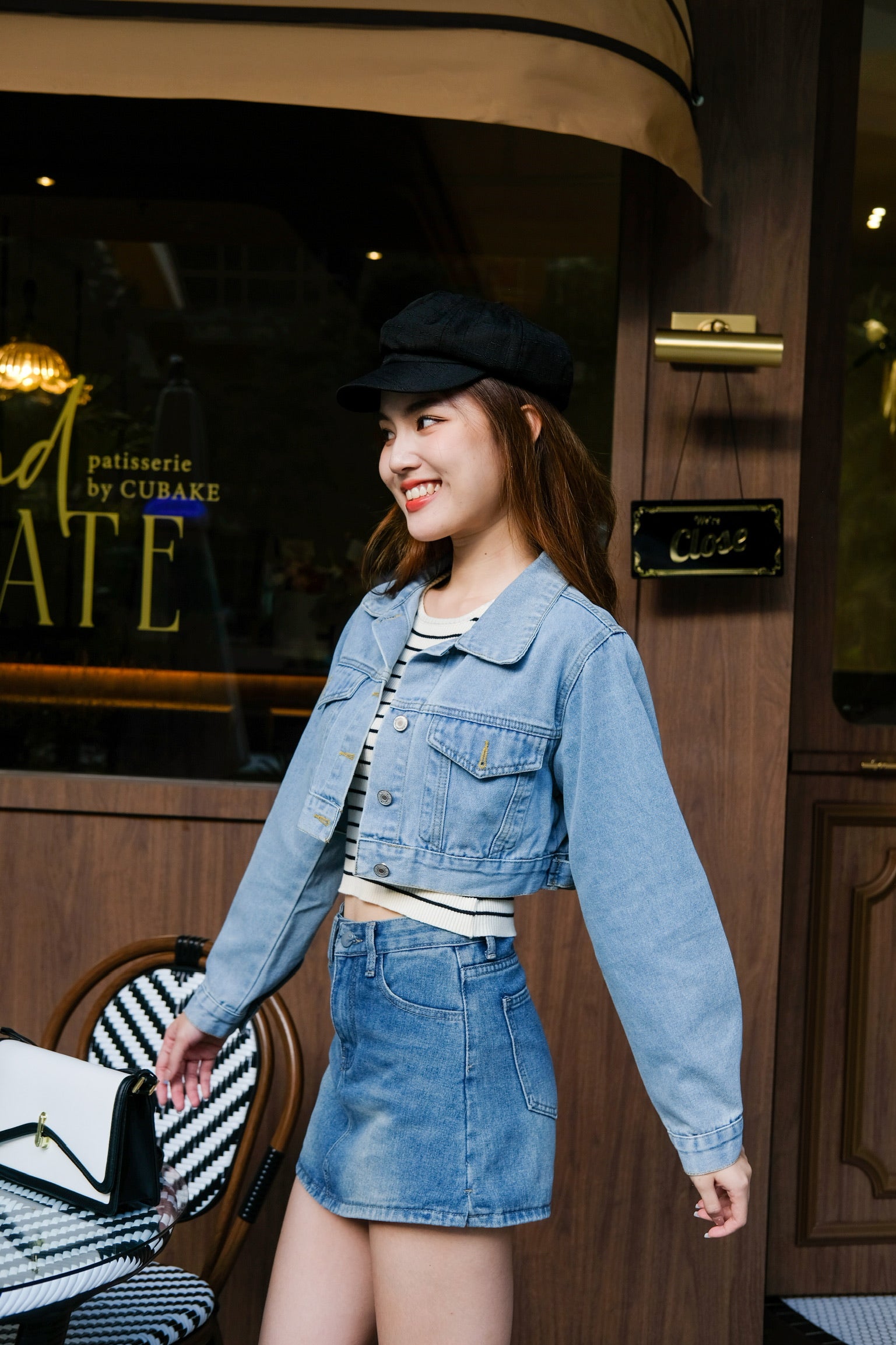 Athena Denim Cropped Jacket (Light Blue)