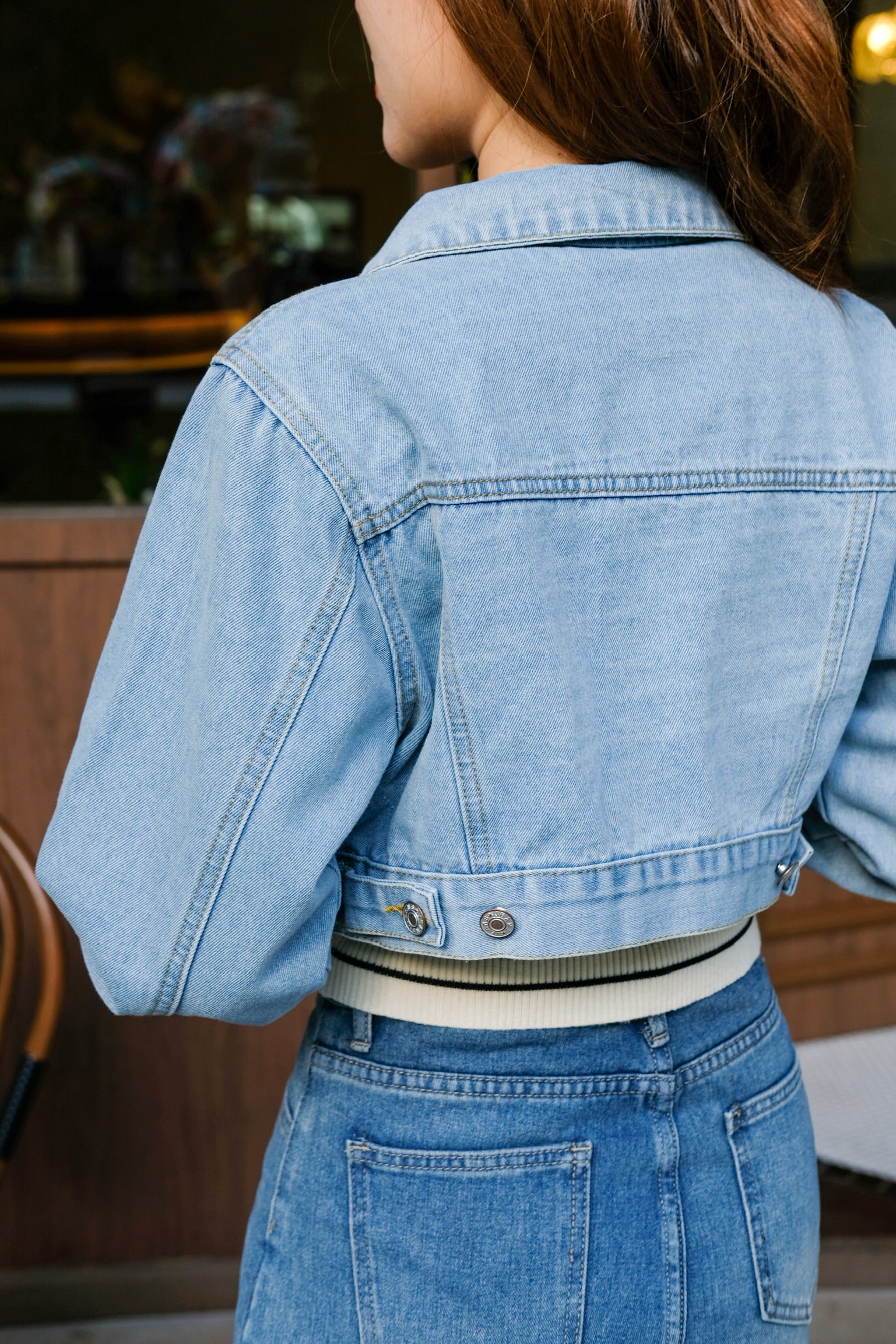 Athena Denim Cropped Jacket (Light Blue)