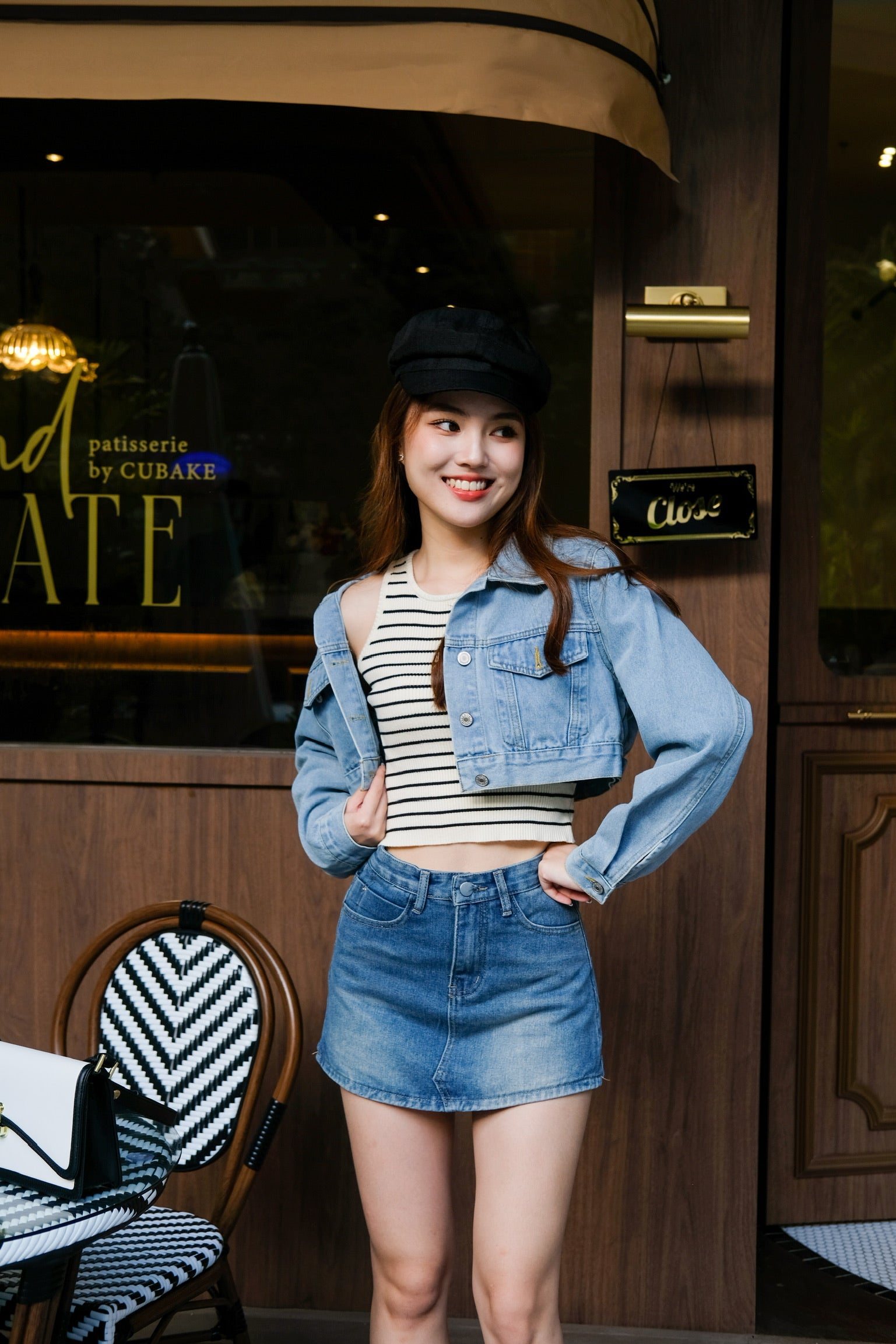 Athena Denim Cropped Jacket (Light Blue)