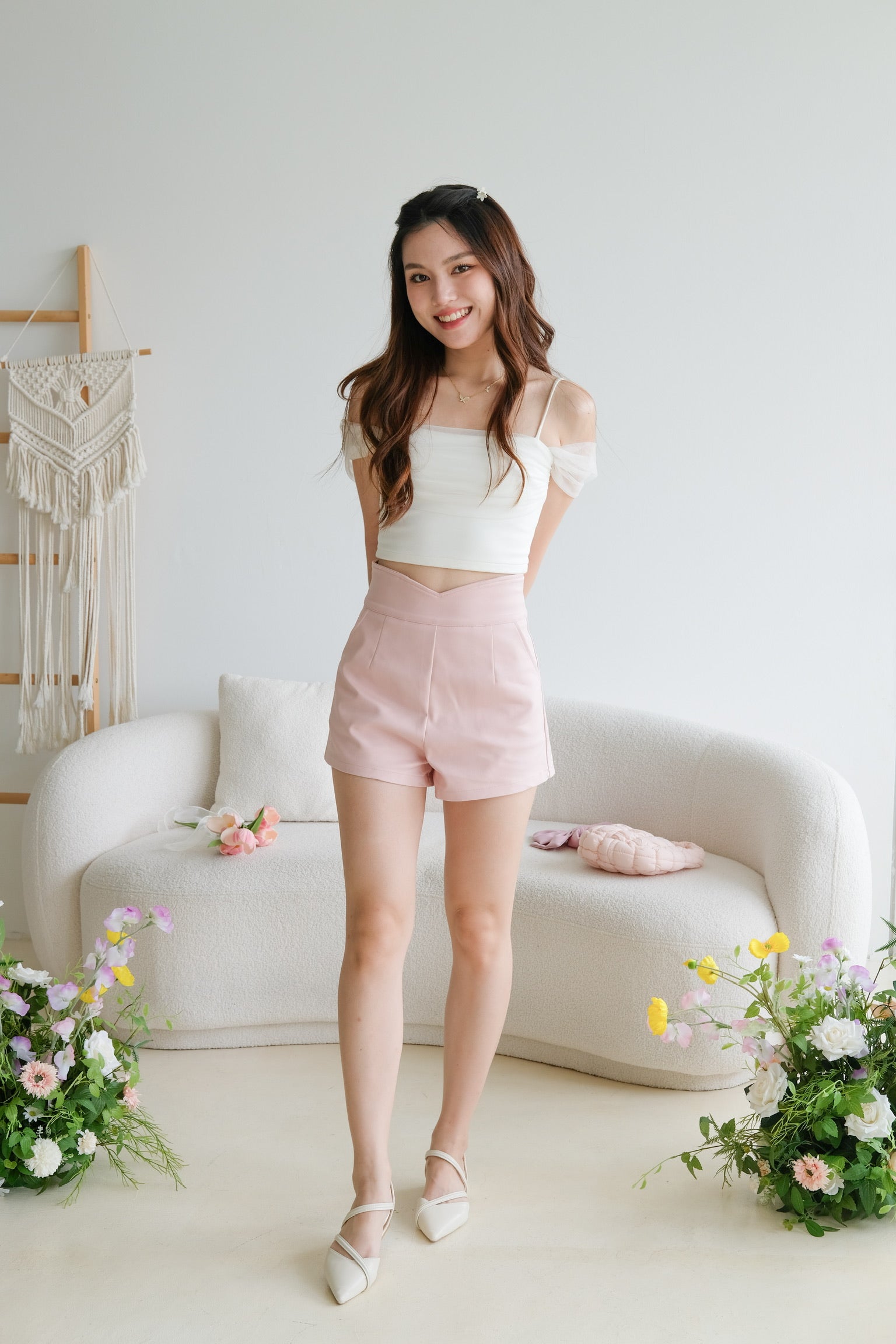 Nova Sweetheart High Waist Shorts (Blush Pink)