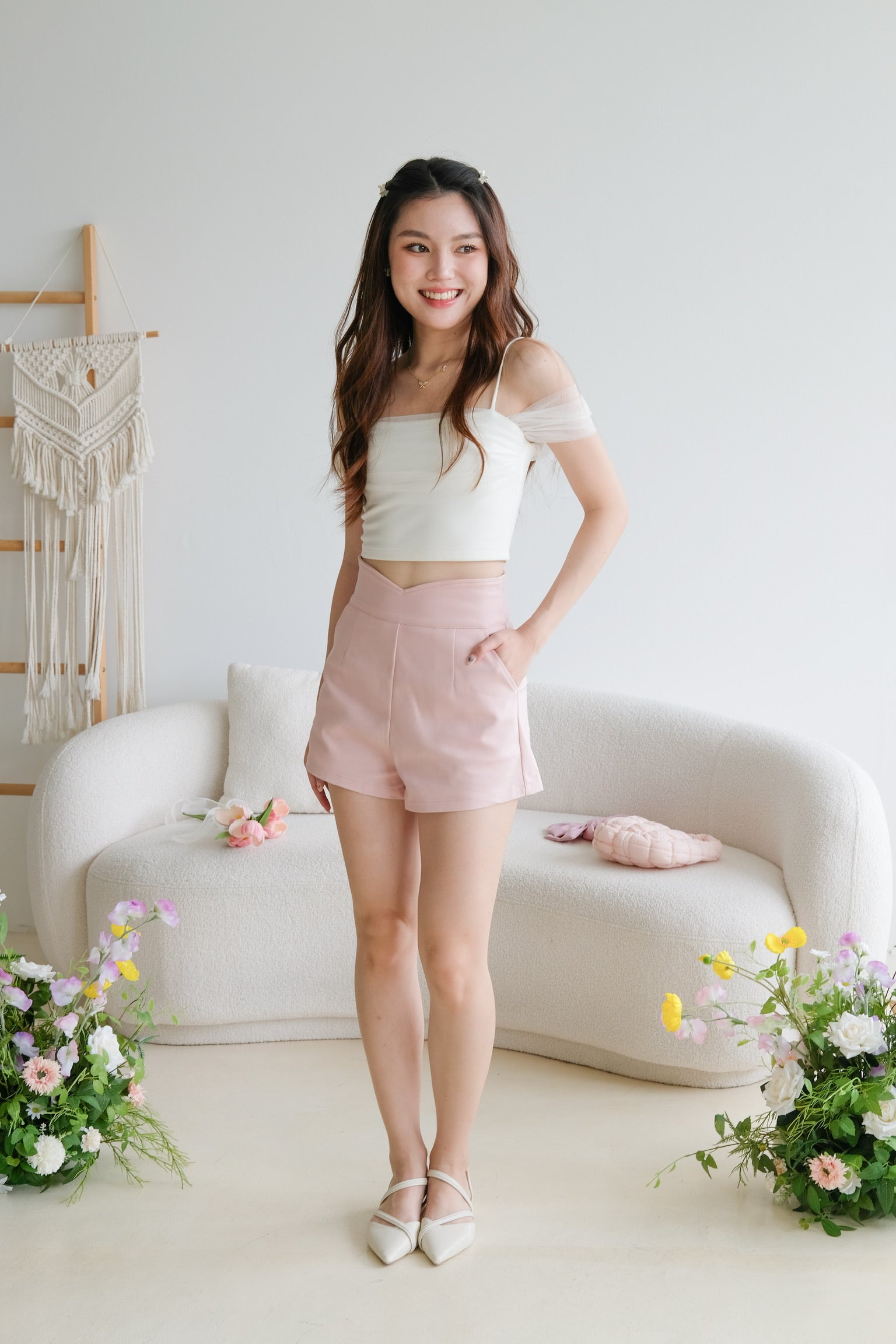 Nova Sweetheart High Waist Shorts (Blush Pink)