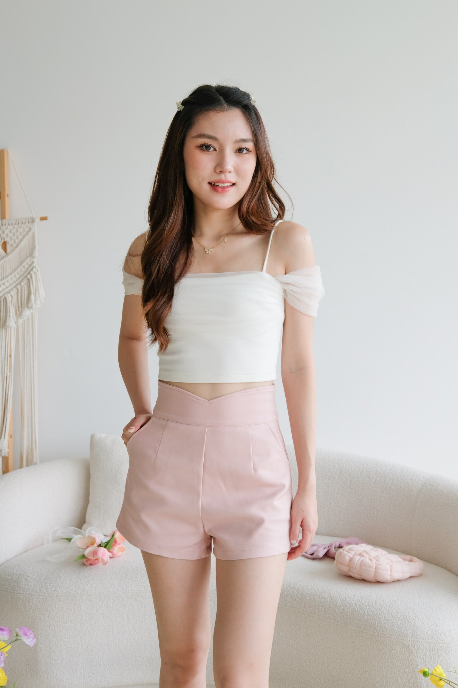 Nova Sweetheart High Waist Shorts (Blush Pink)