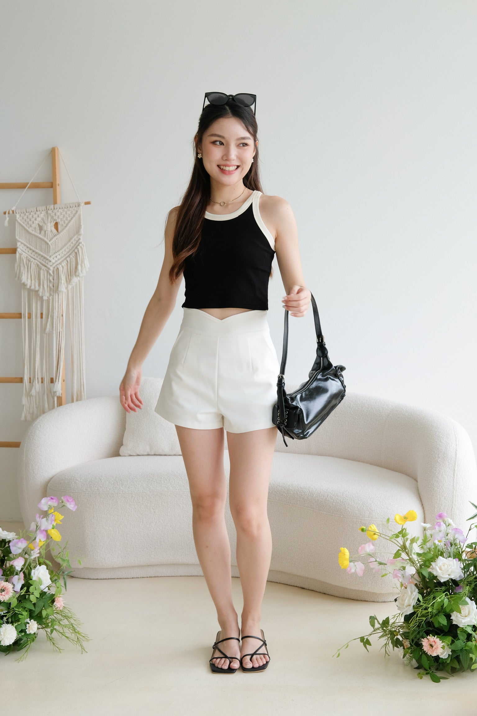 Nova Sweetheart High Waist Shorts (White)