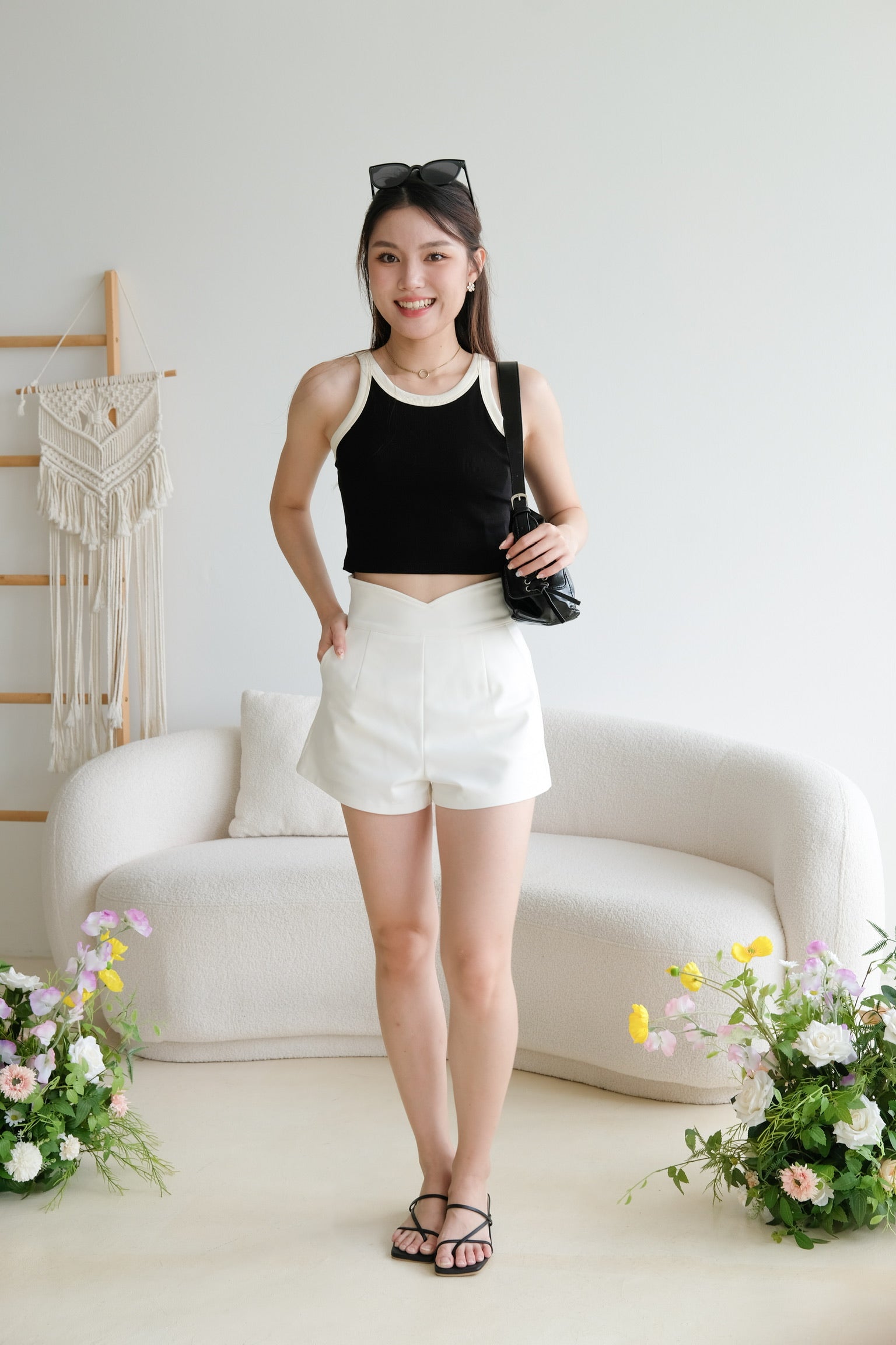 Nova Sweetheart High Waist Shorts (White)