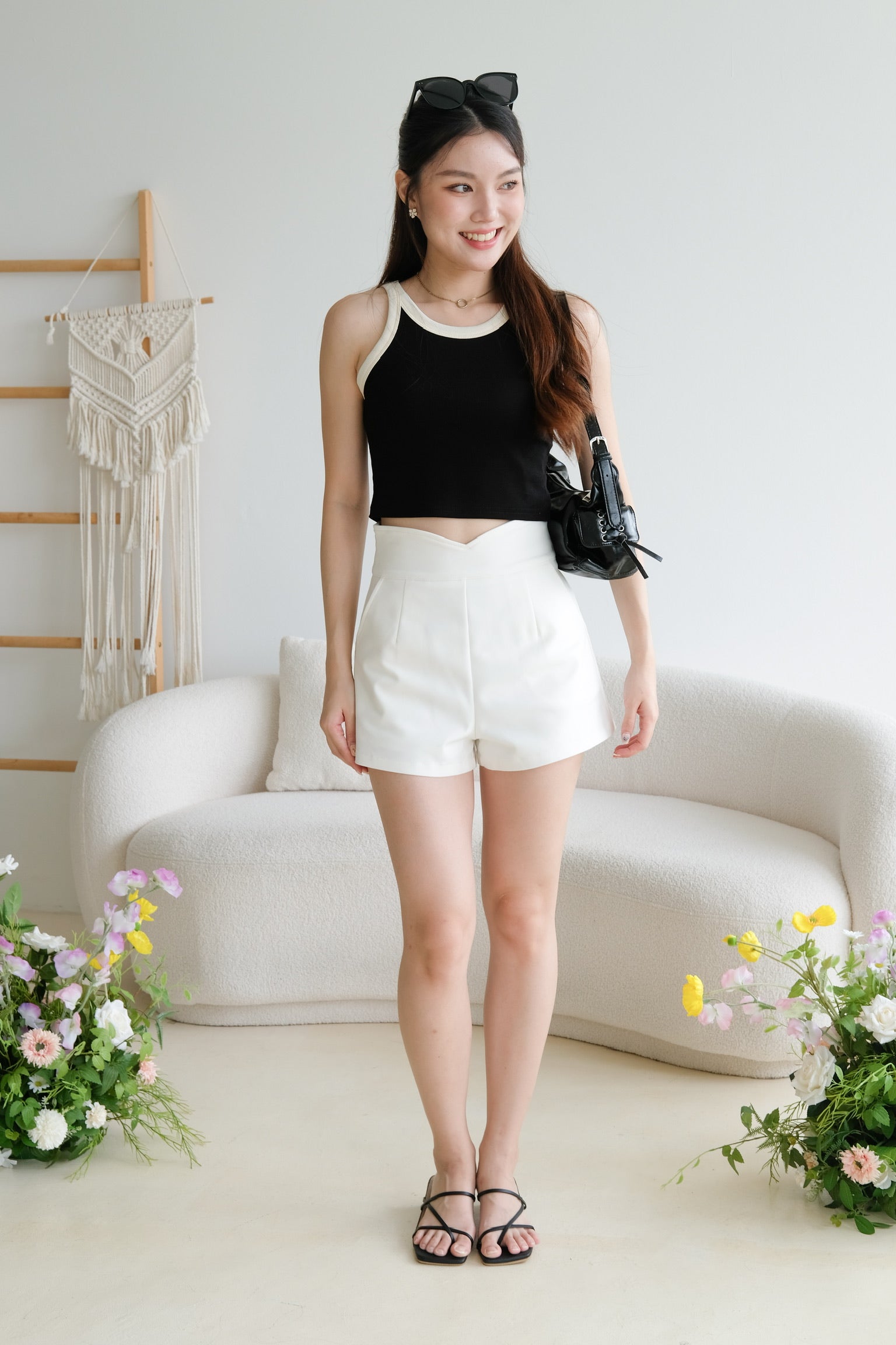 Nova Sweetheart High Waist Shorts (White)