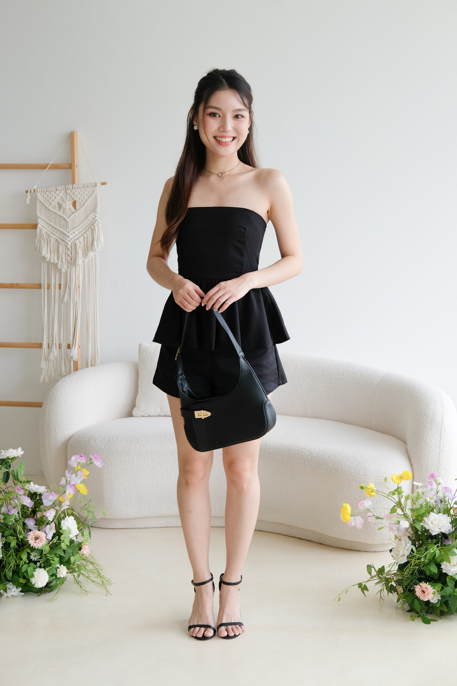 Liz Tube Peplum Top (Black)