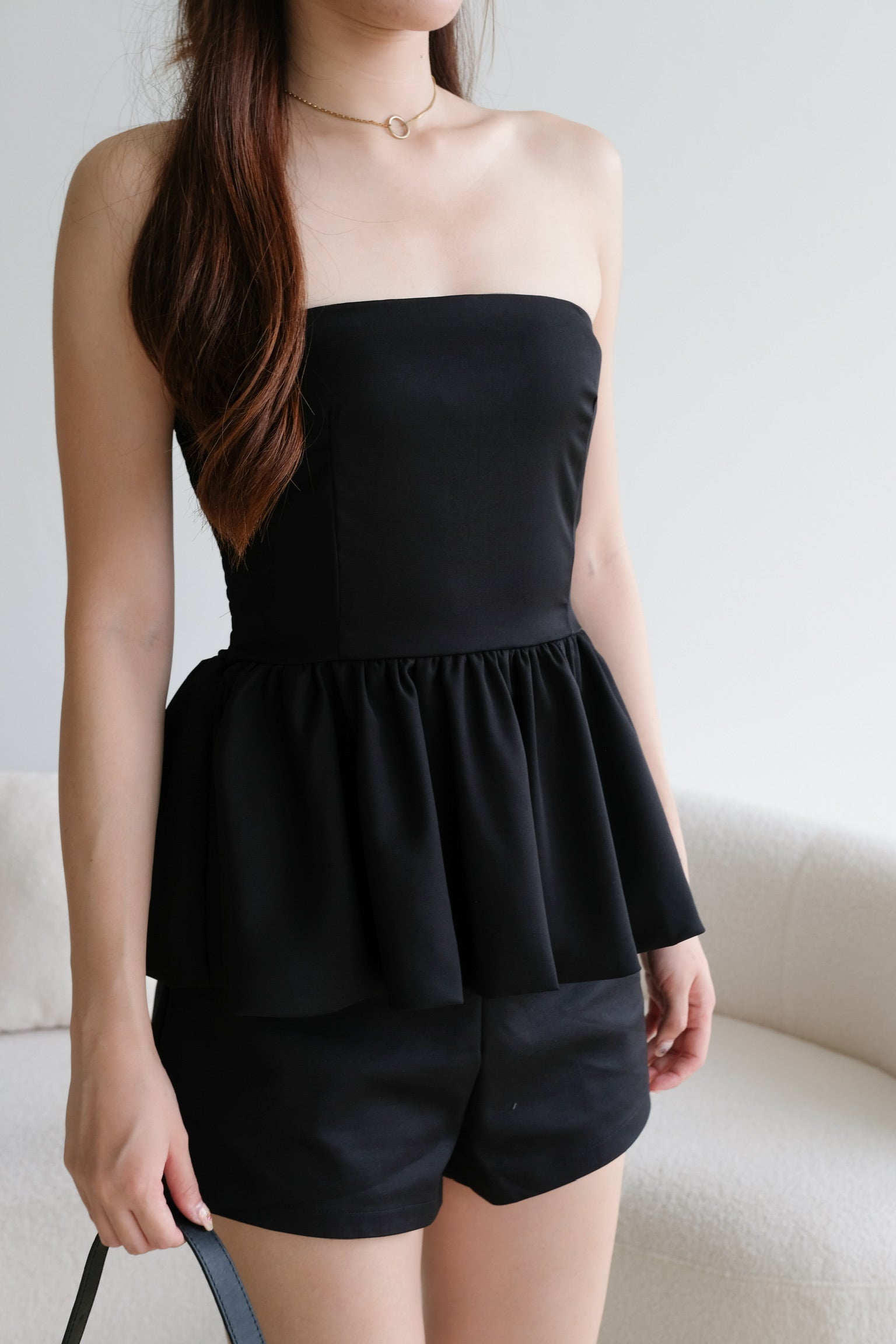 Liz Tube Peplum Top (Black)